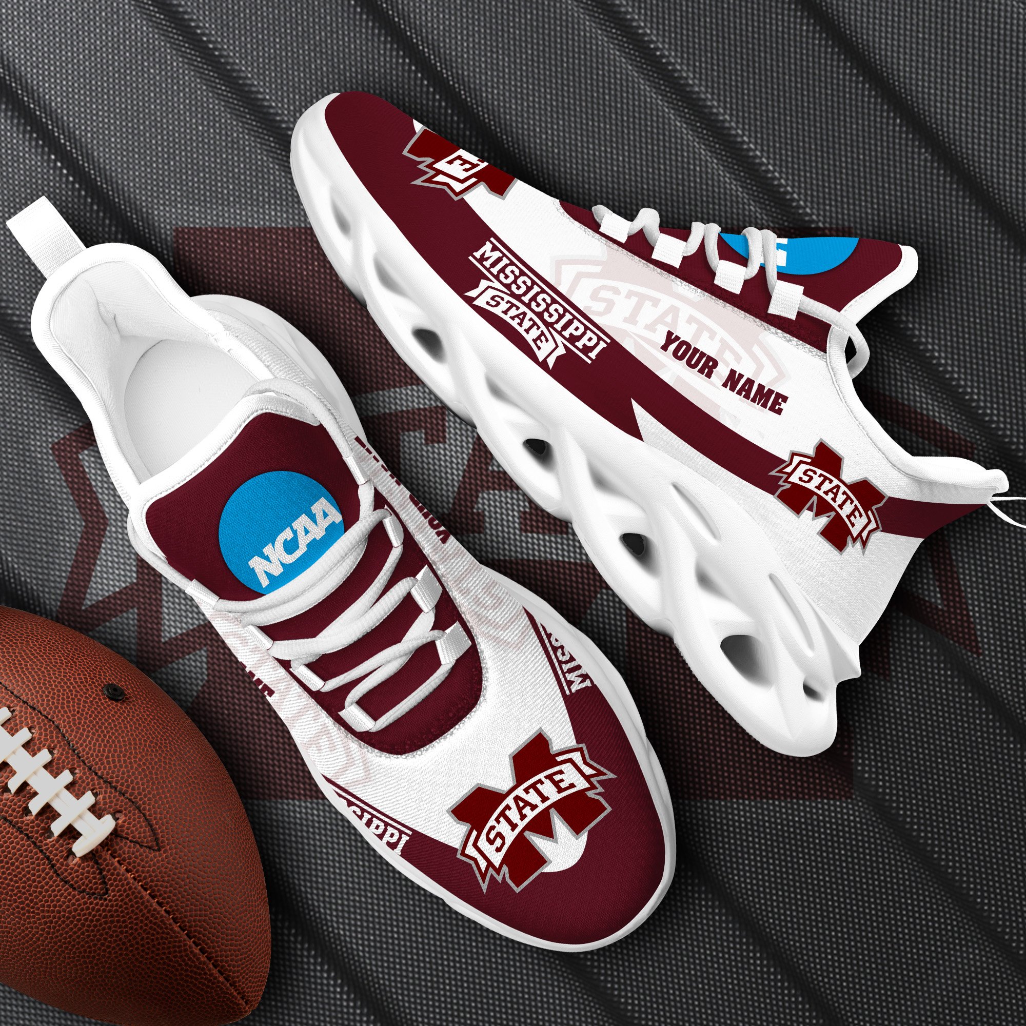 Mississippi State Bulldogs White Max Soul Shoes 2025 Versions Custom Your Name, Sports Gift For Fan PH019