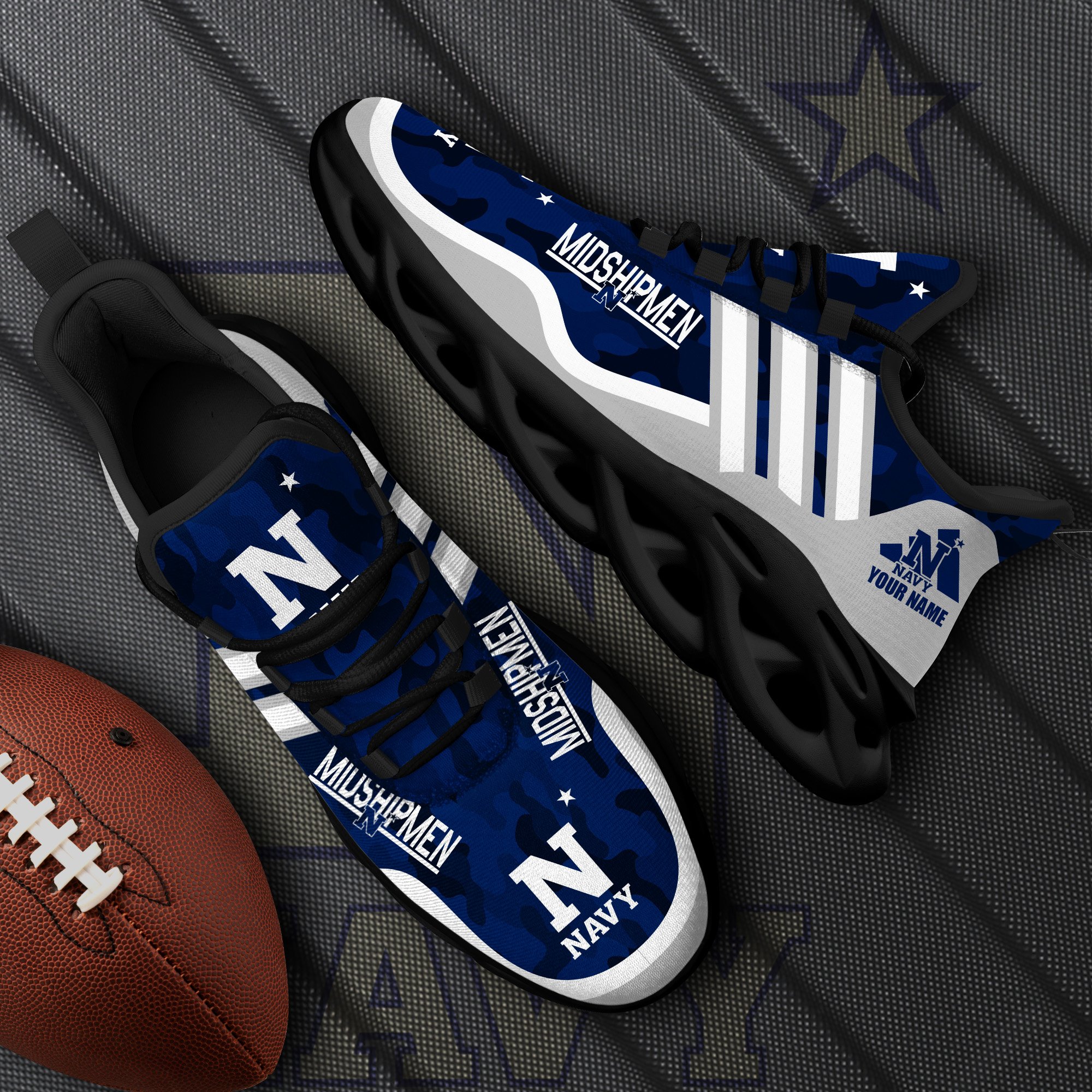 Navy Midshipmen Black Max Soul Shoes 2025 Versions Custom Name 466