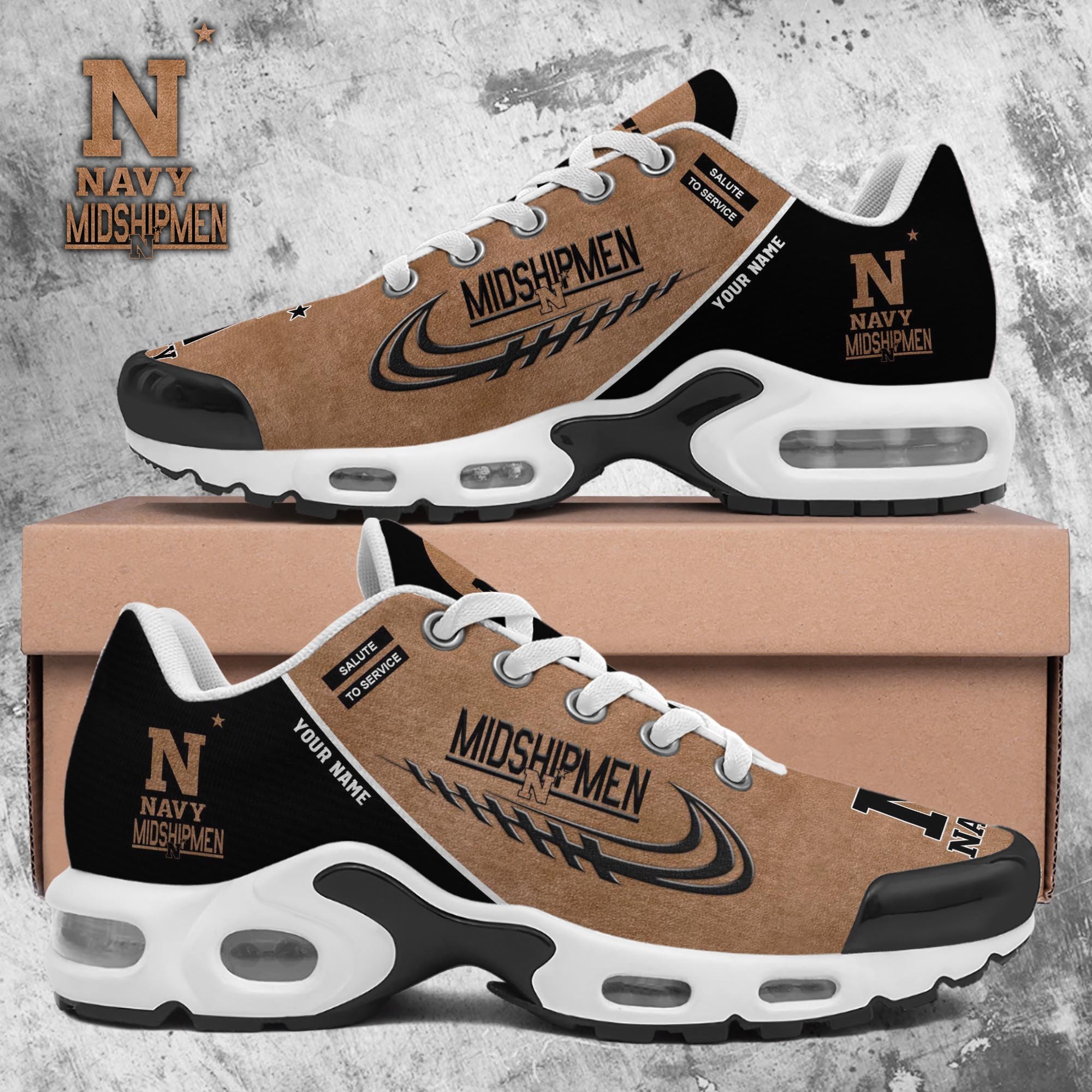 Navy Midshipmen TN Shoes 2025 Version Custom Name, Shoes For Football Fans, Fan Gifts PH637