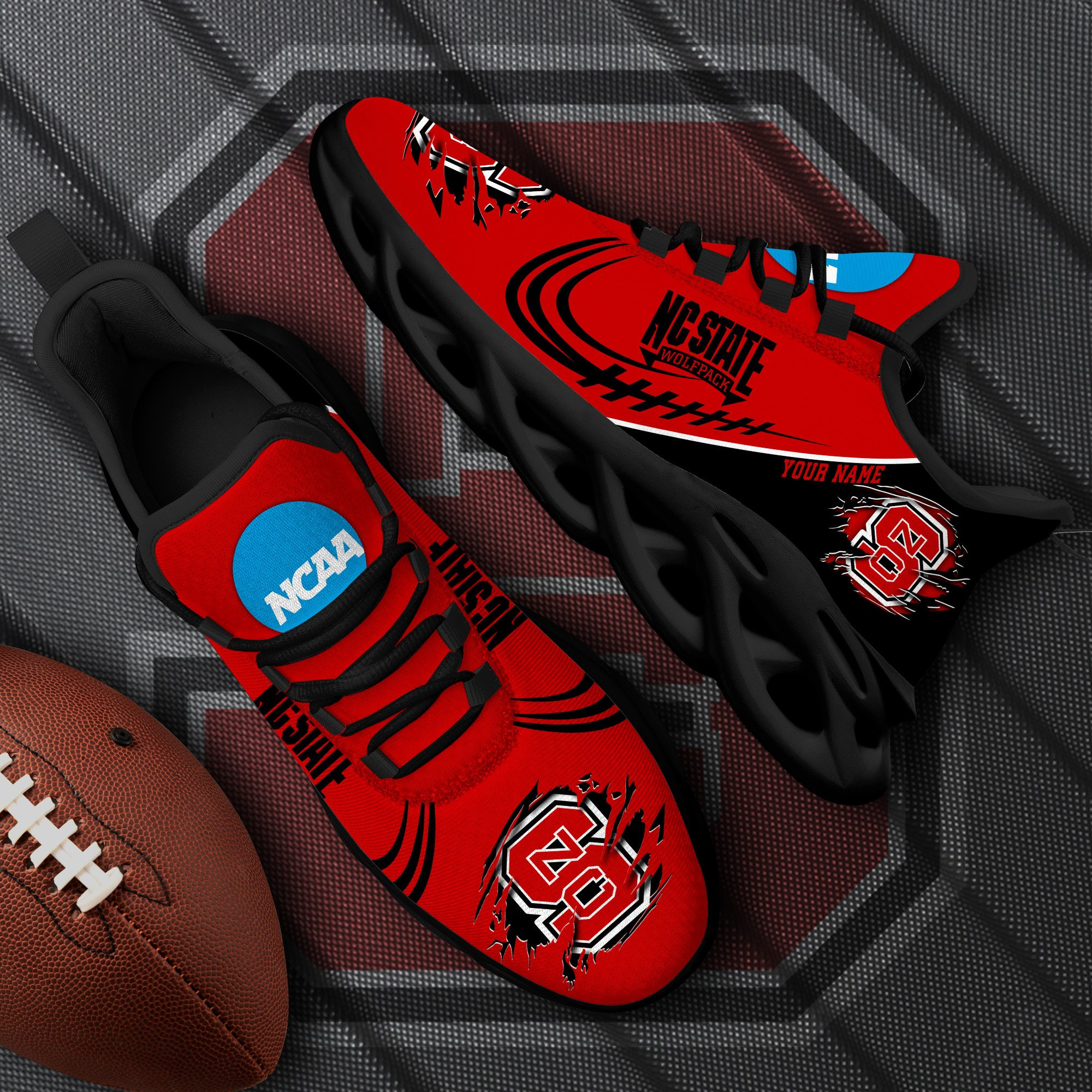 NC State Wolfpack Black Max Soul Shoes 2025 Versions Custom Name 016