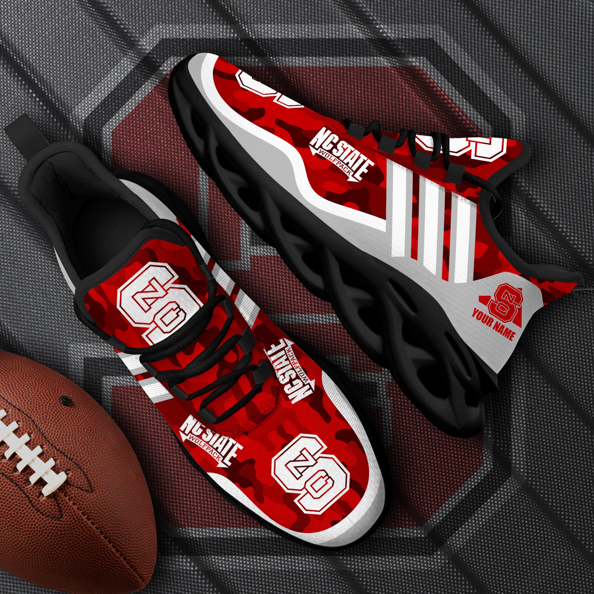 NC State Wolfpack Black Max Soul Shoes 2025 Versions Custom Name 466