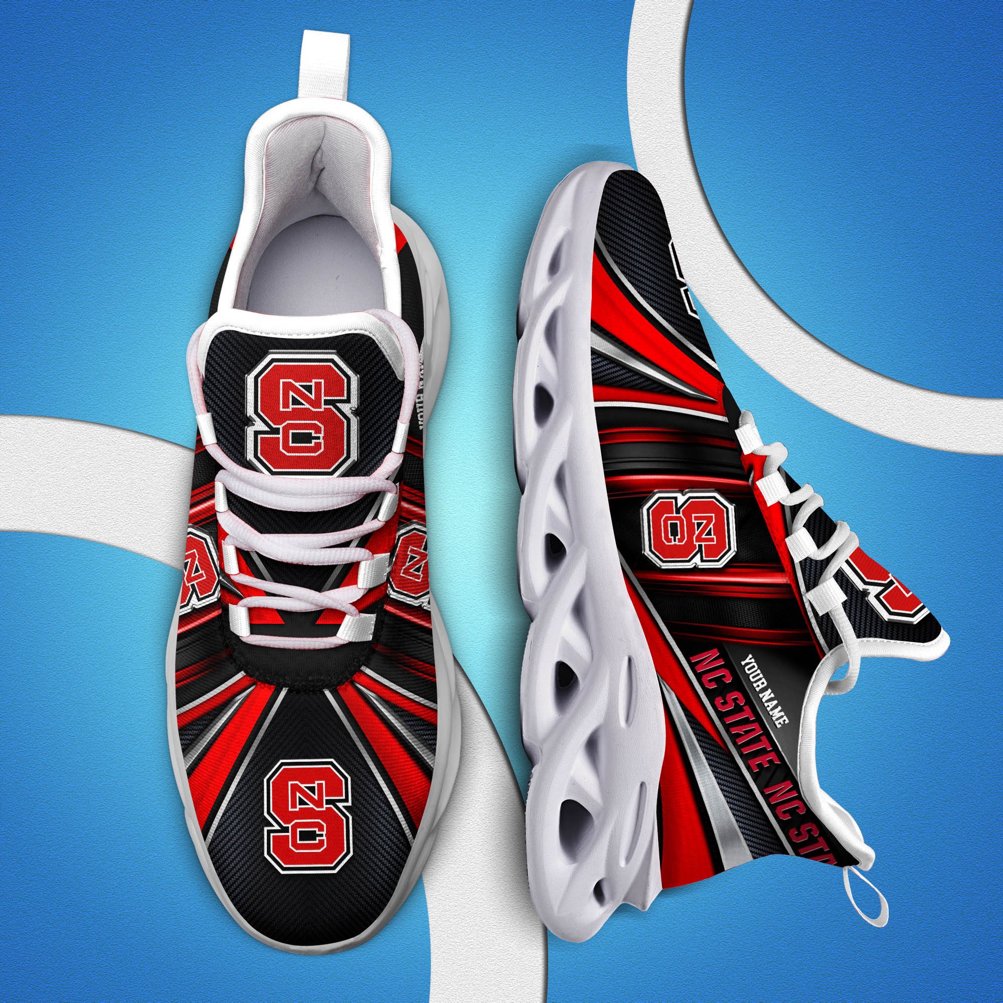 NC State Wolfpack White C Sneakers 2025 Version Personalized Your Name, Sport Team Sneakers, Sport Gifts PH892