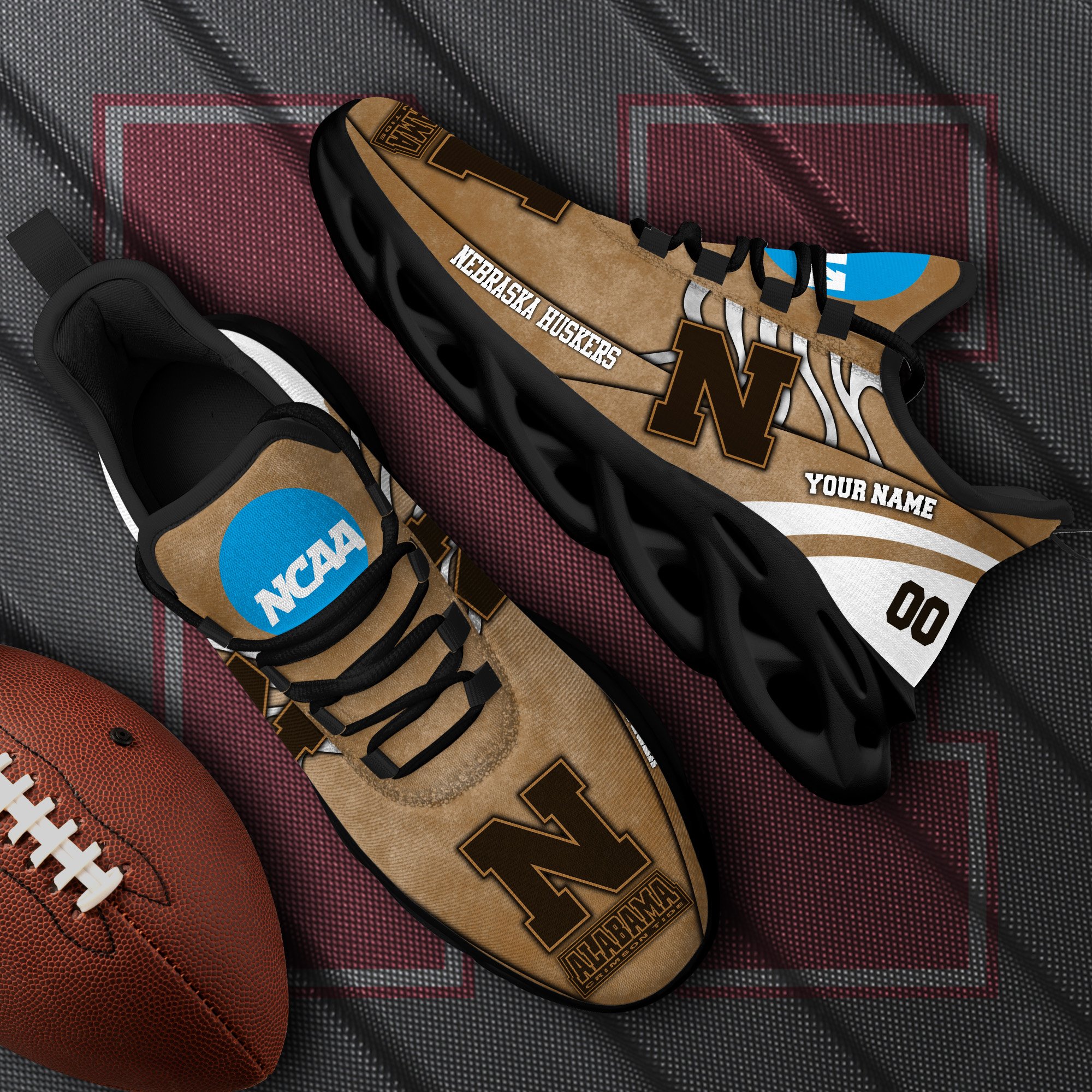 Nebraska Cornhuskers Black Max Soul Shoes 2025 Versions Custom Your Name And Number 312