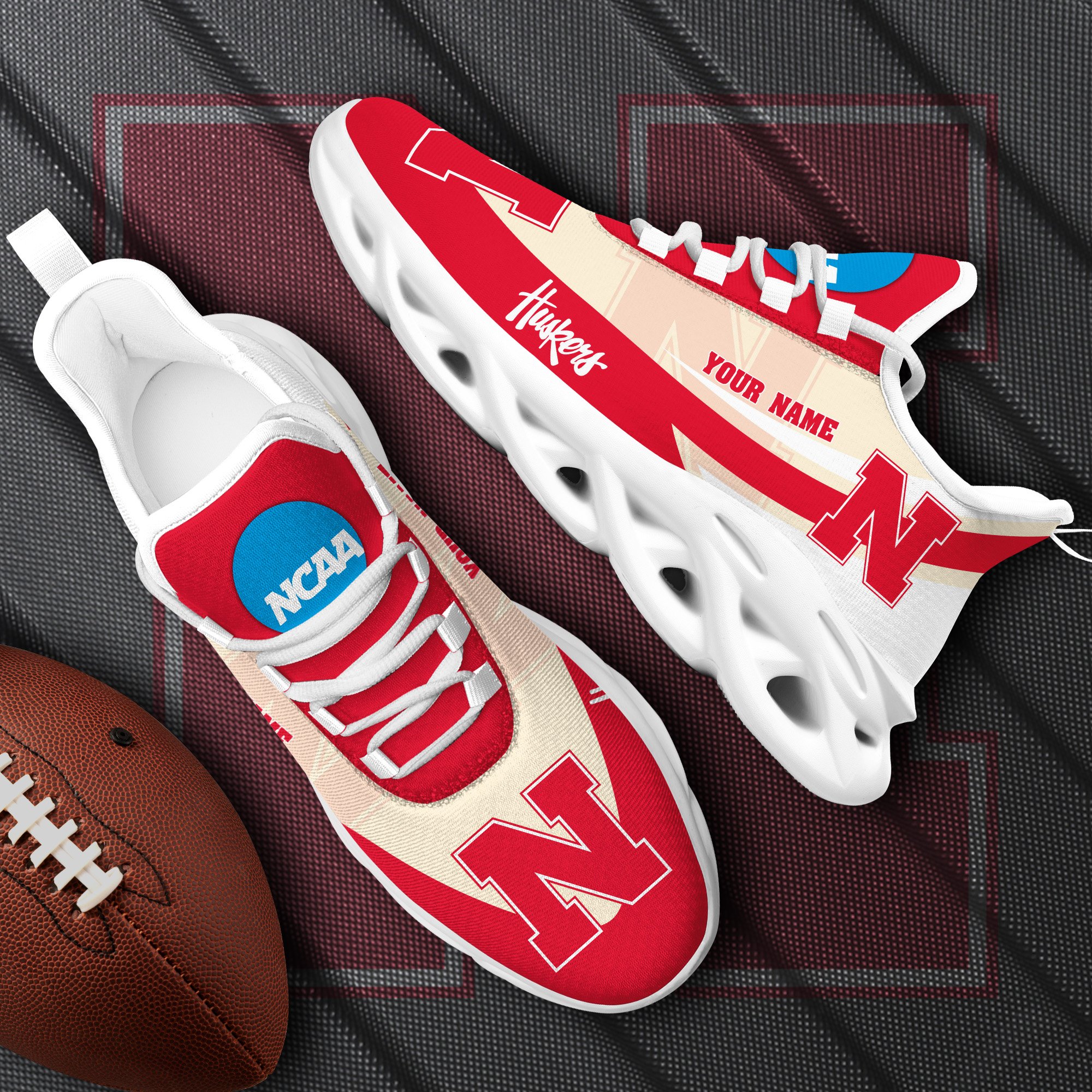 Nebraska Cornhuskers White Max Soul Shoes 2025 Versions Custom Your Name, Sports Gift For Fan PH019
