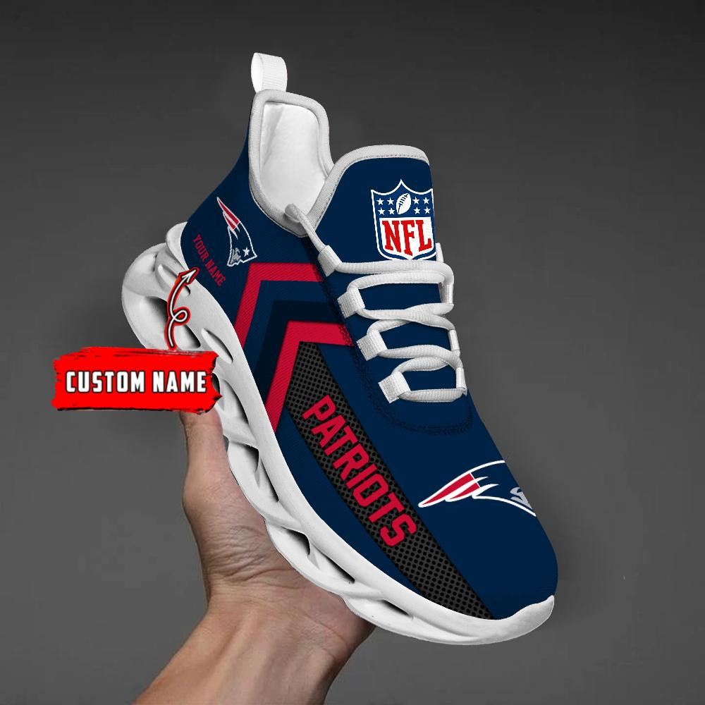 New England Patriots Black Max Soul Shoes 2025 Versions Custom Name 638