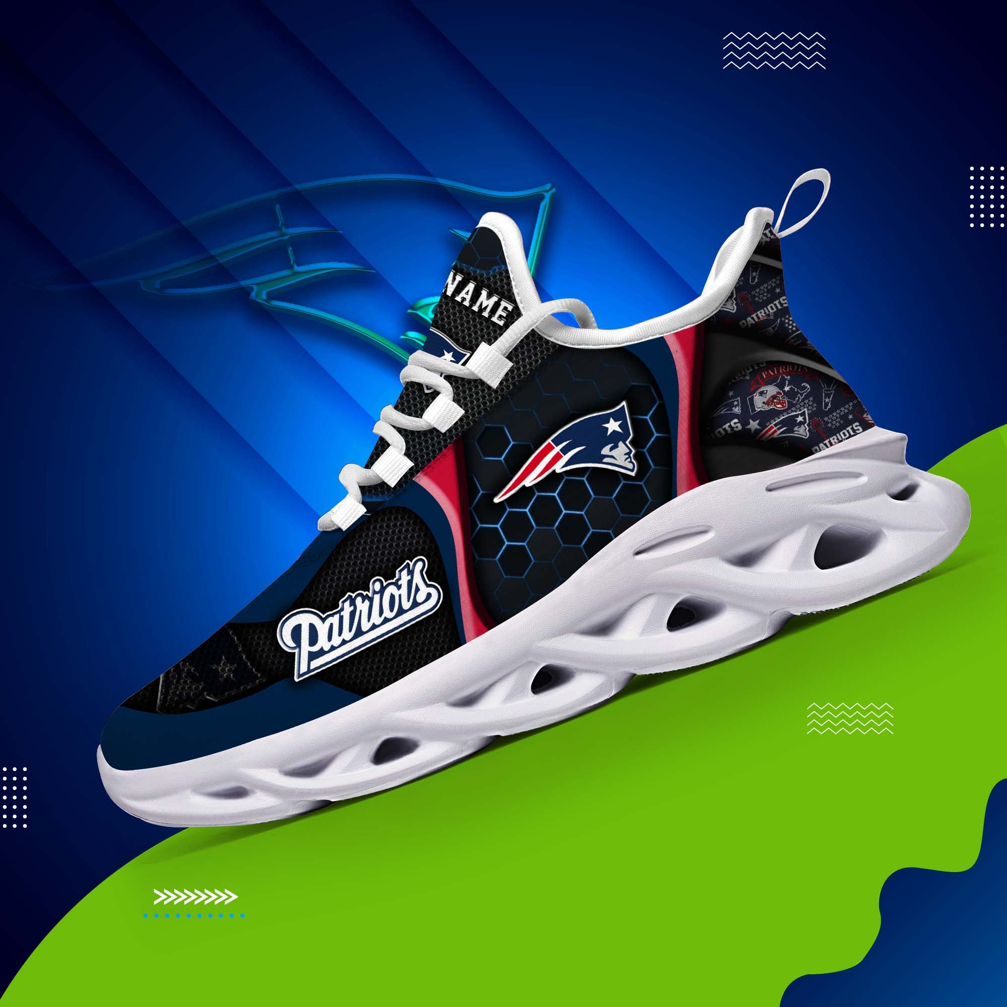 New England Patriots White C Sneakers 2025 Version Personalized Your Name 432