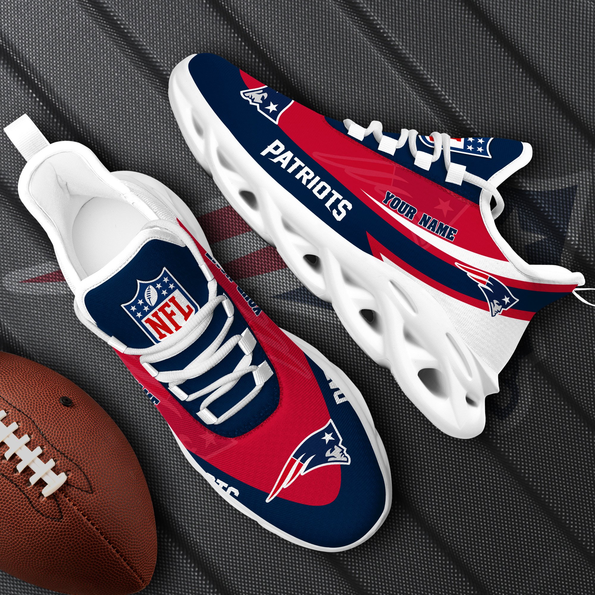 New England Patriots White Max Soul Shoes 2025 Versions Custom Your Name, Sports Gift For Fan, Sport Gifts PH410