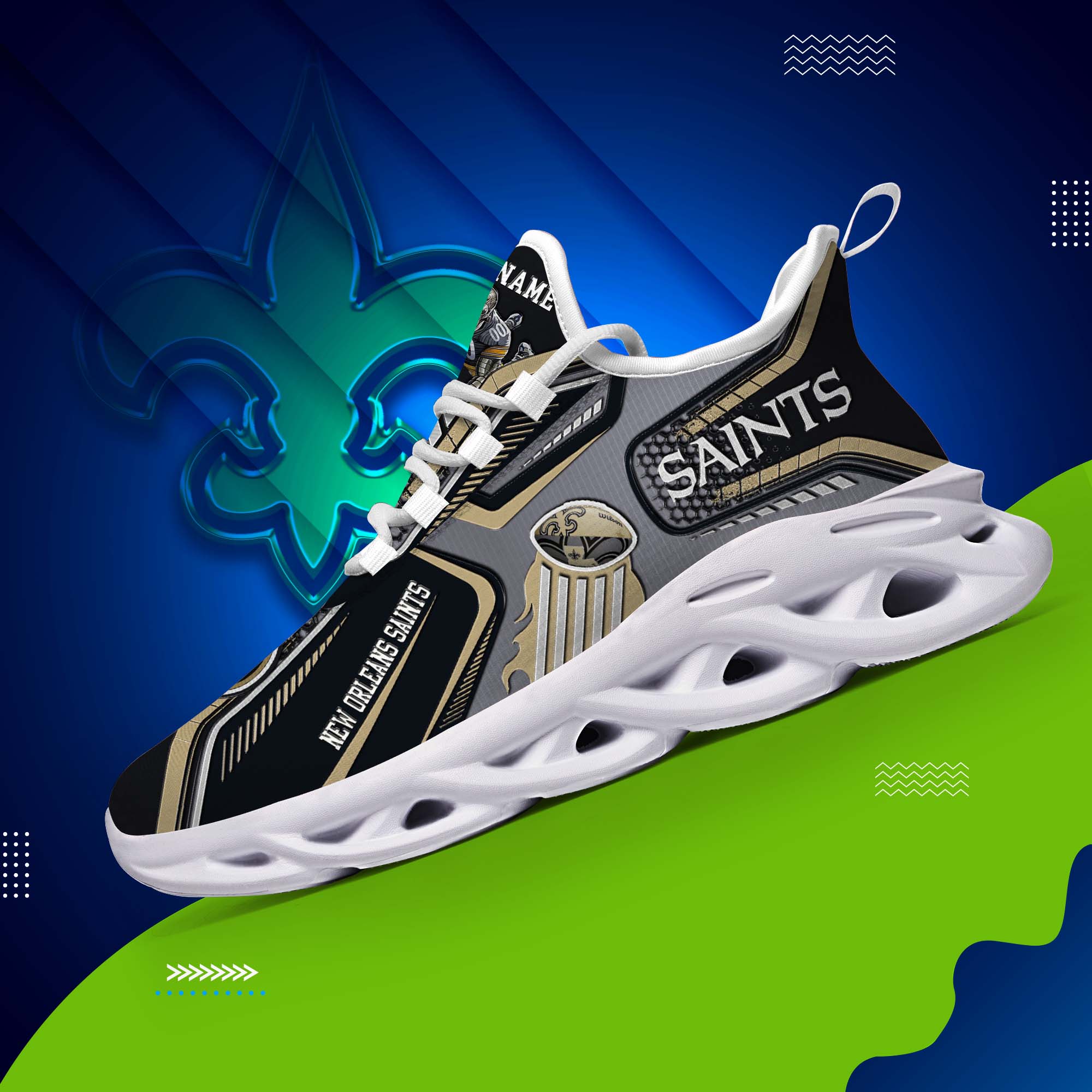 New Orleans Saints White C Sneakers 2025 Version Personalized Your Name, Sport Sneakers , Sport Gifts PH605