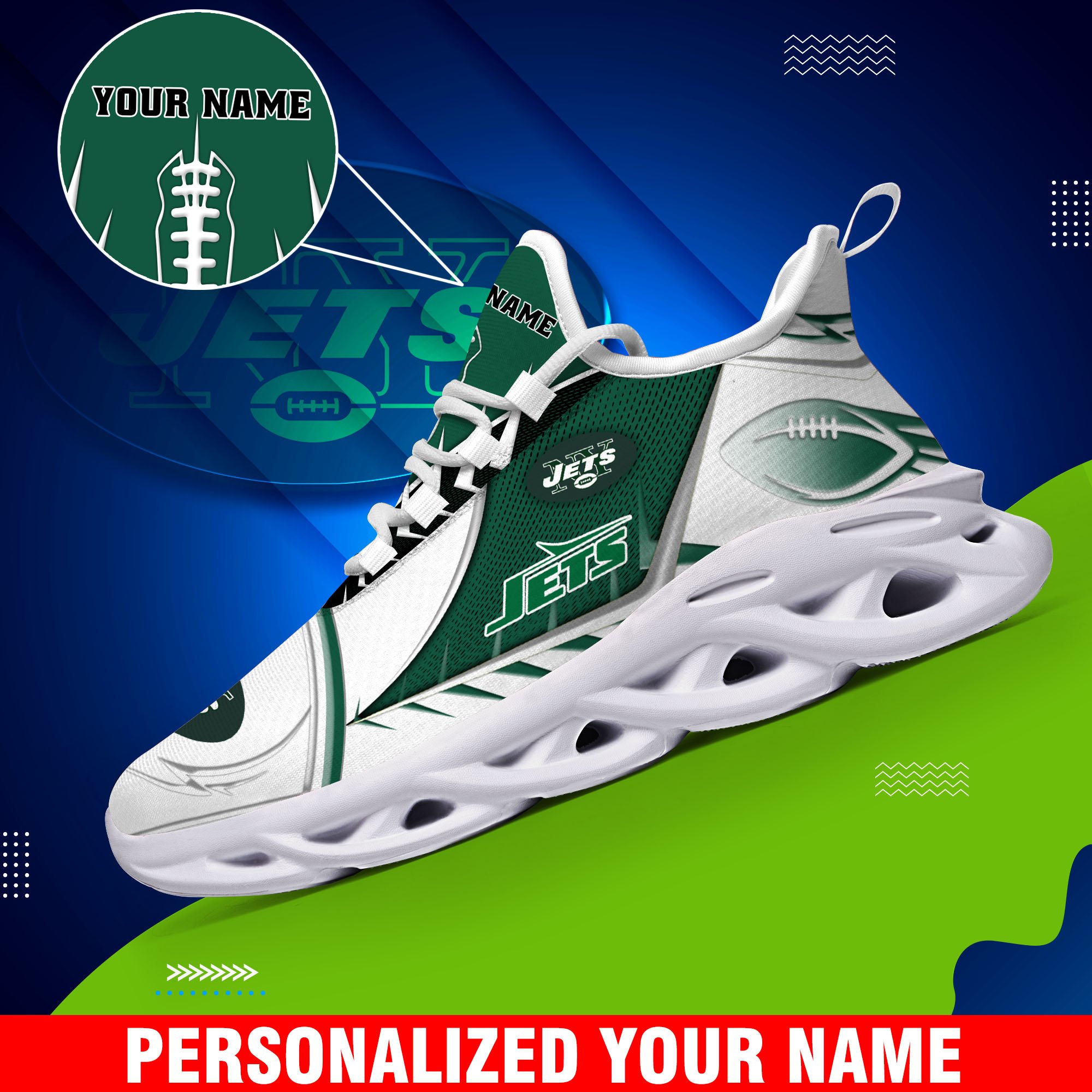 New York Jets Sport White C Sneakers 2025 Version Personalized Your Name 528