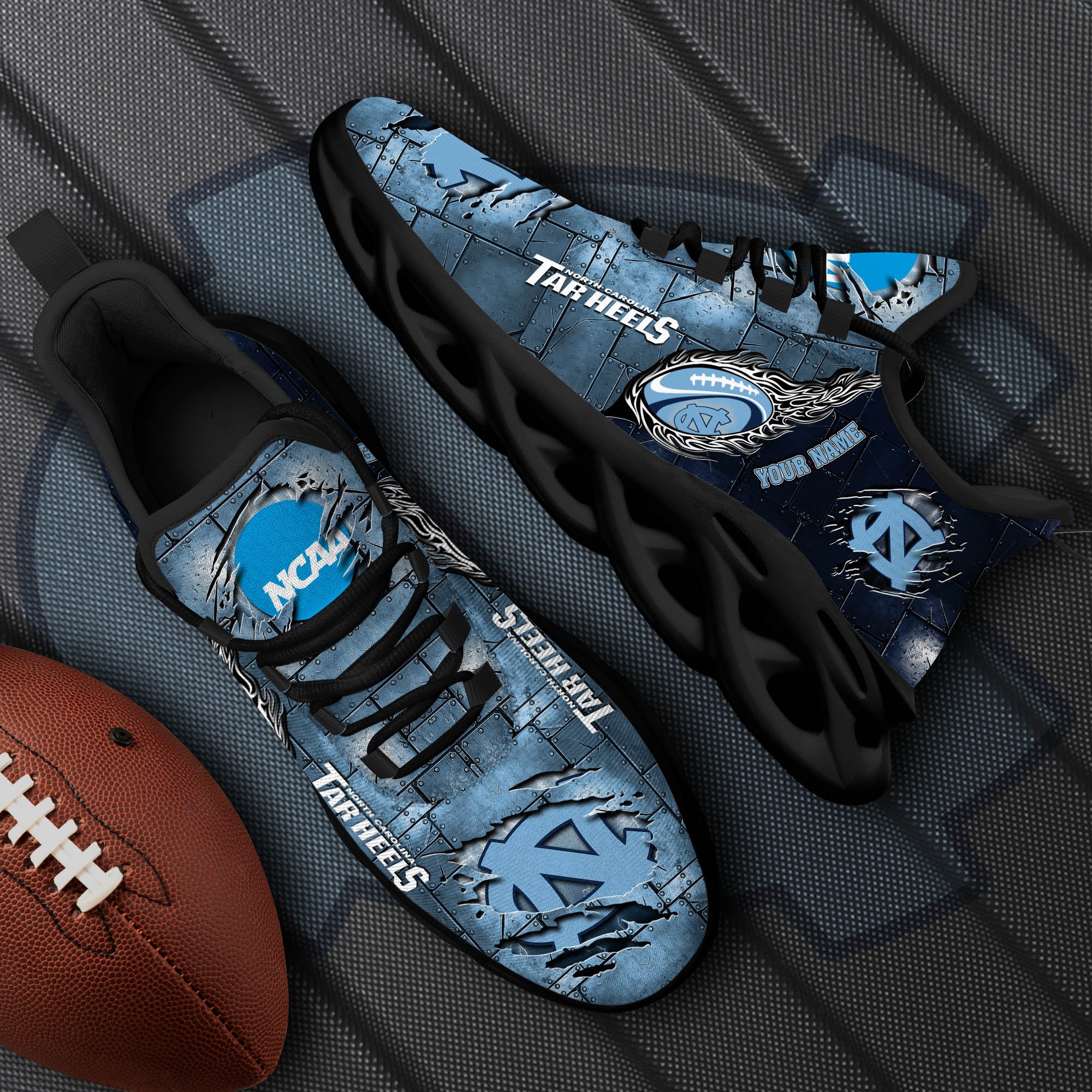North Carolina Tar Heels Black Max Soul Shoes 2025 Versions, White Max Soul Shoes Custom Your Name PH879