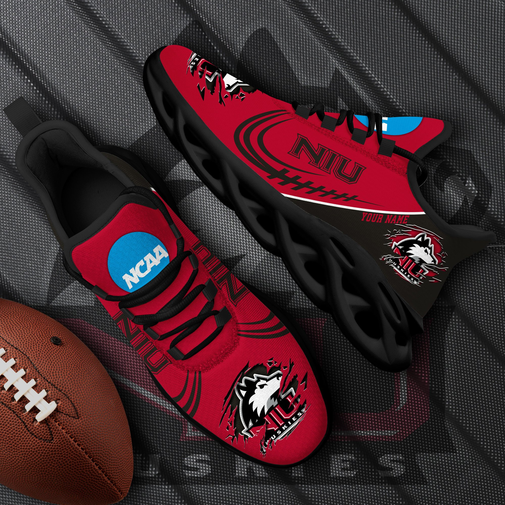 Northern Illinois Huskies Black Max Soul Shoes 2025 Versions Custom Name 016