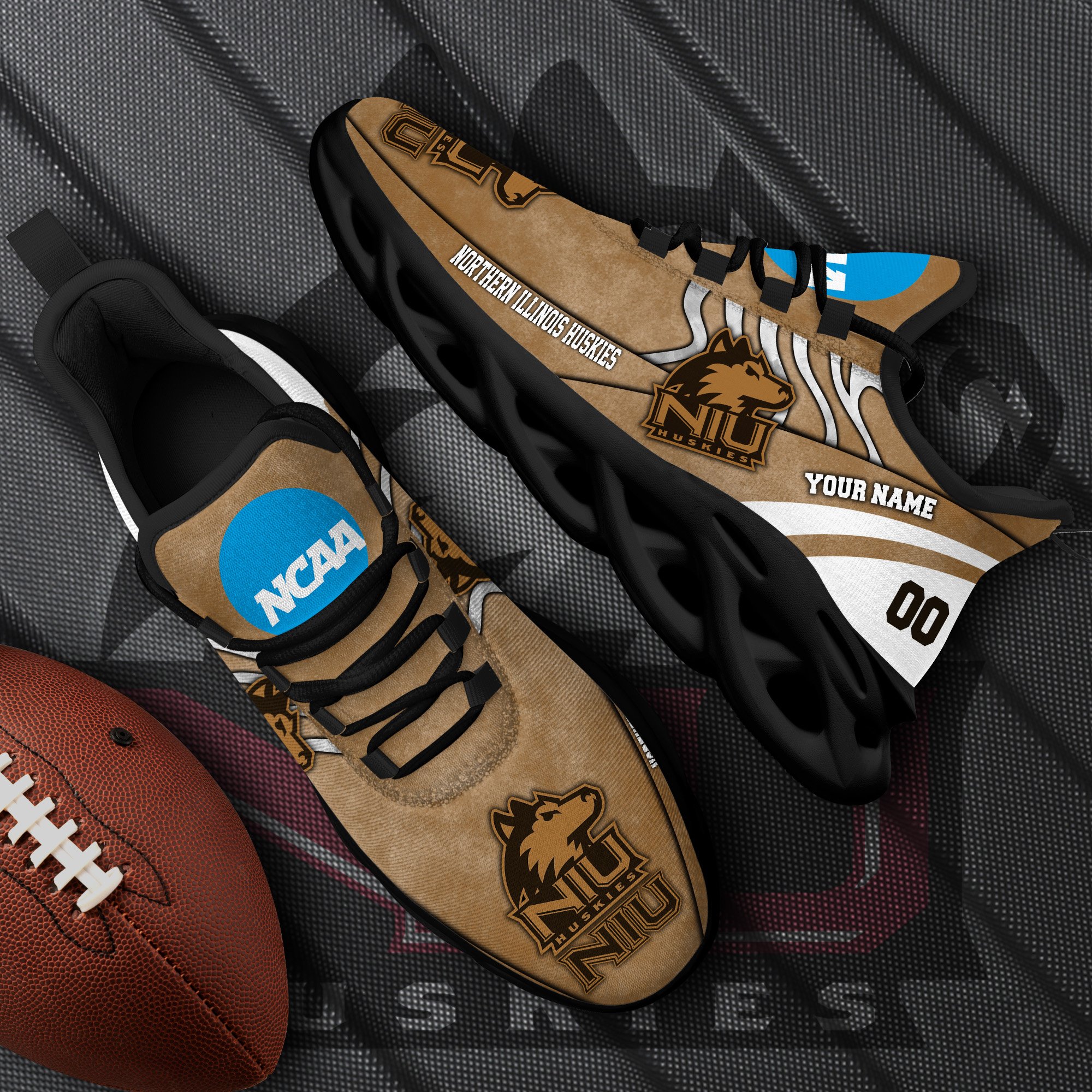 Northern Illinois Huskies Black Max Soul Shoes 2025 Versions Custom Your Name And Number 312