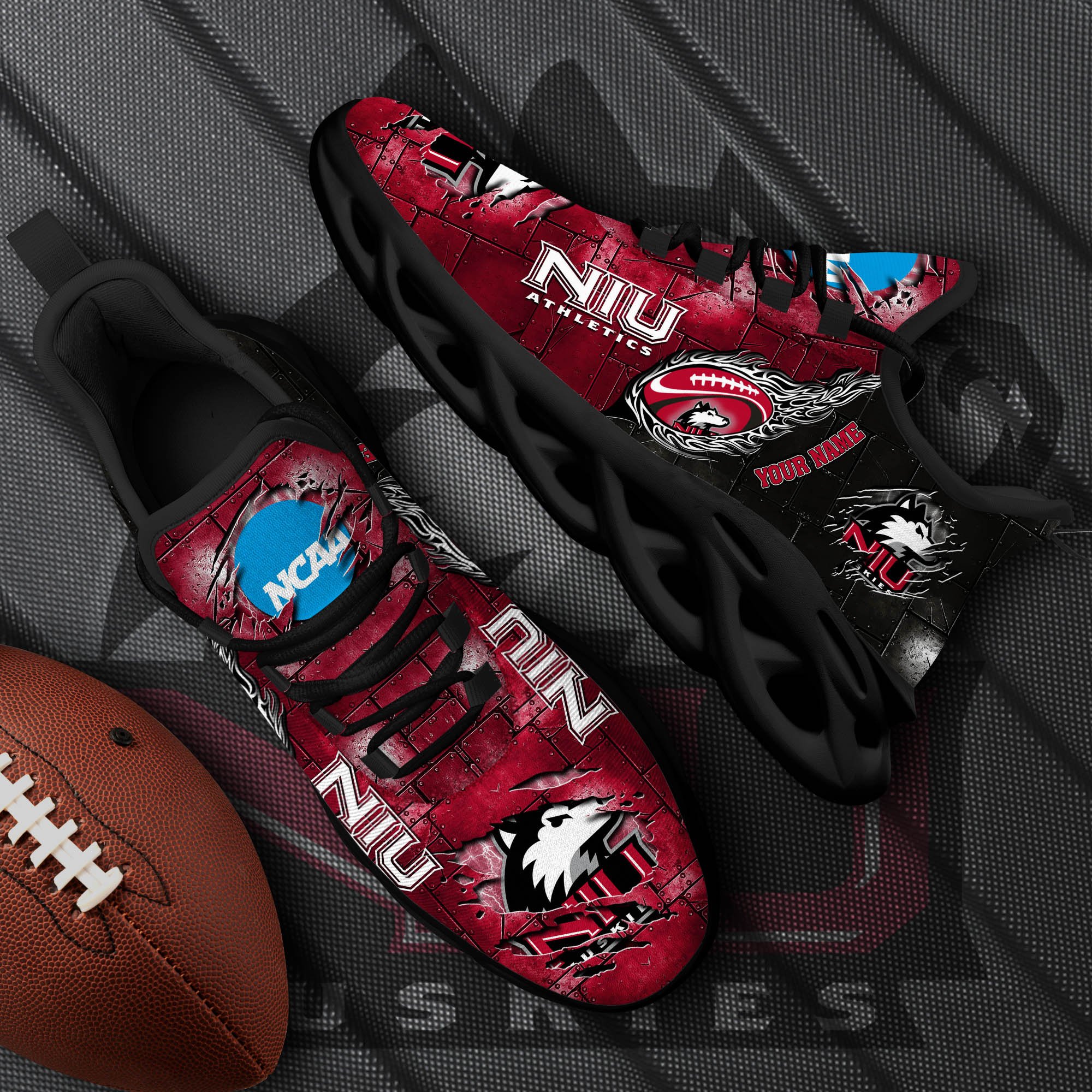 Northern Illinois Huskies Black Max Soul Shoes 2025 Versions, White Max Soul Shoes Custom Your Name PH879