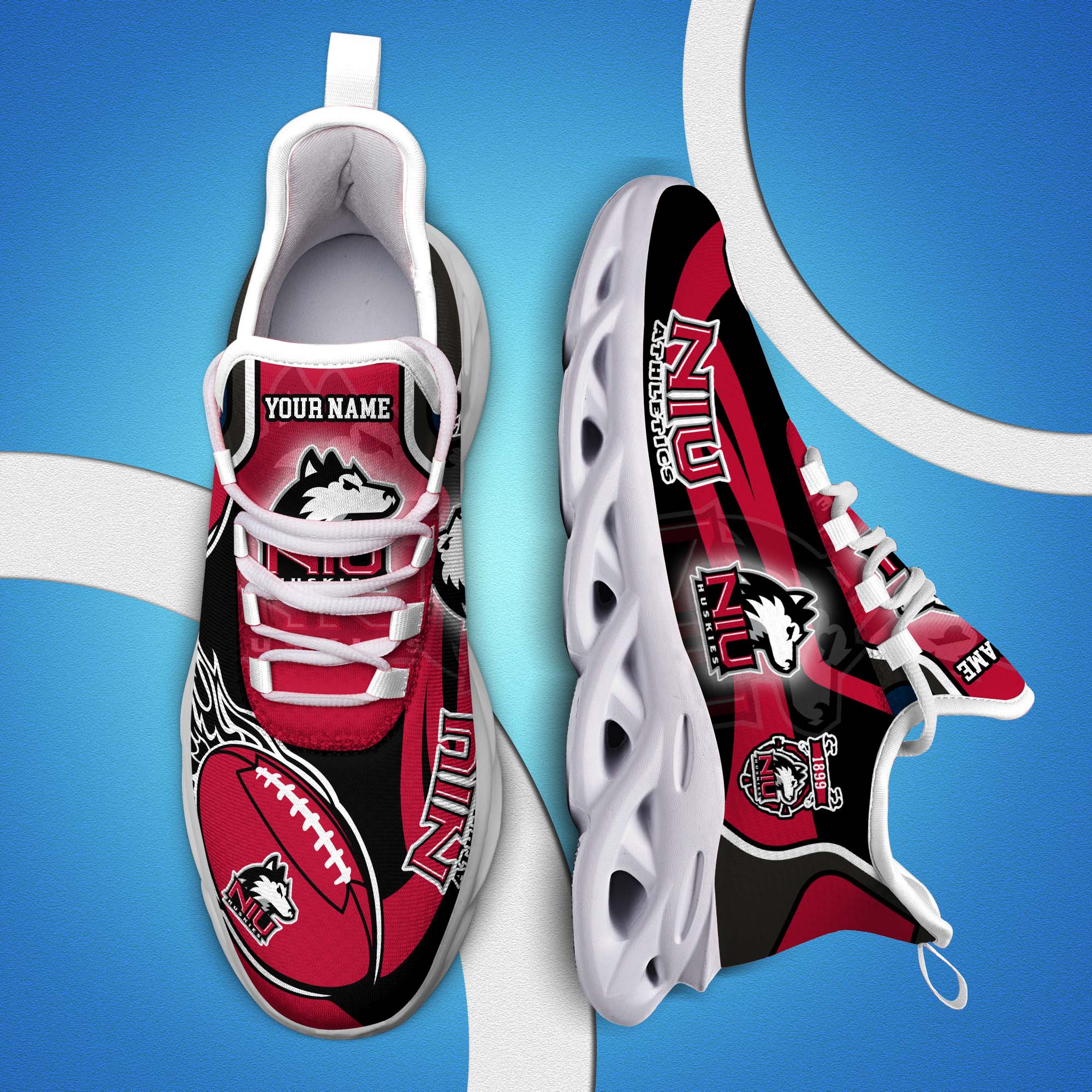 Northern Illinois Huskies White C Sneakers 2025 Version Personalized Your Name 090