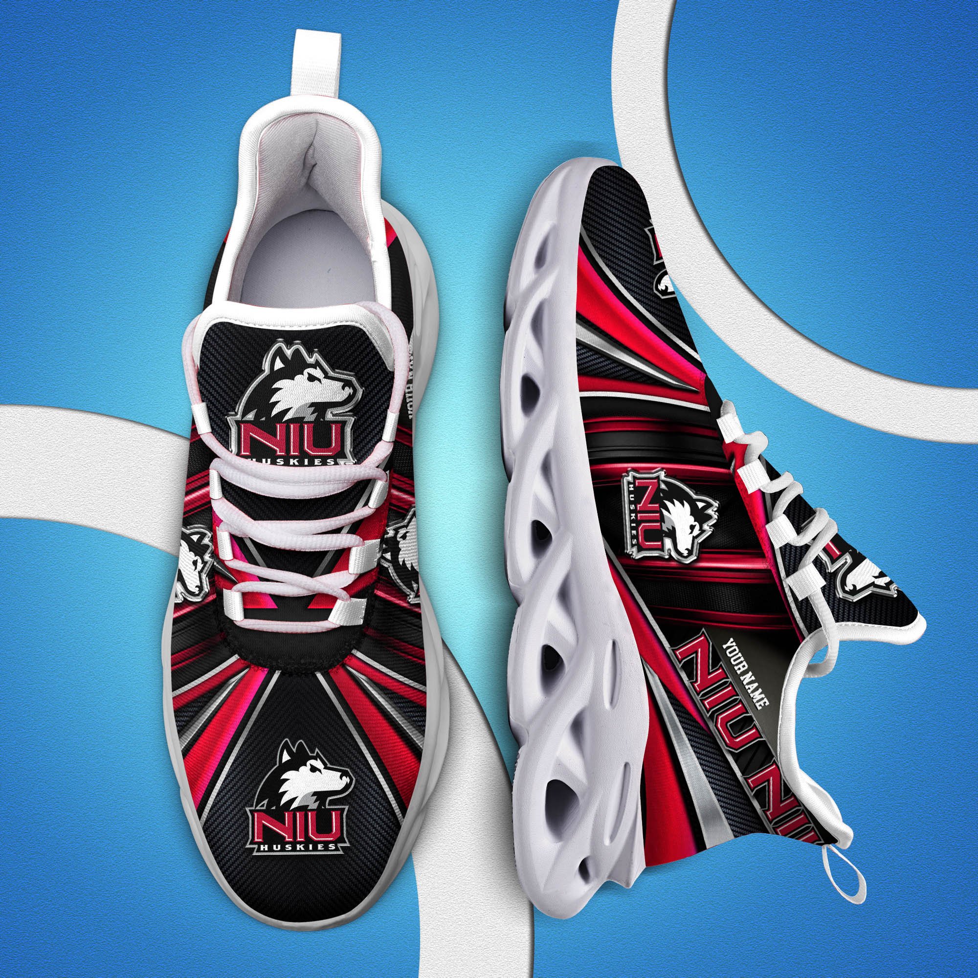 Northern Illinois Huskies White C Sneakers 2025 Version Personalized Your Name, Sport Team Sneakers, Sport Gifts PH892