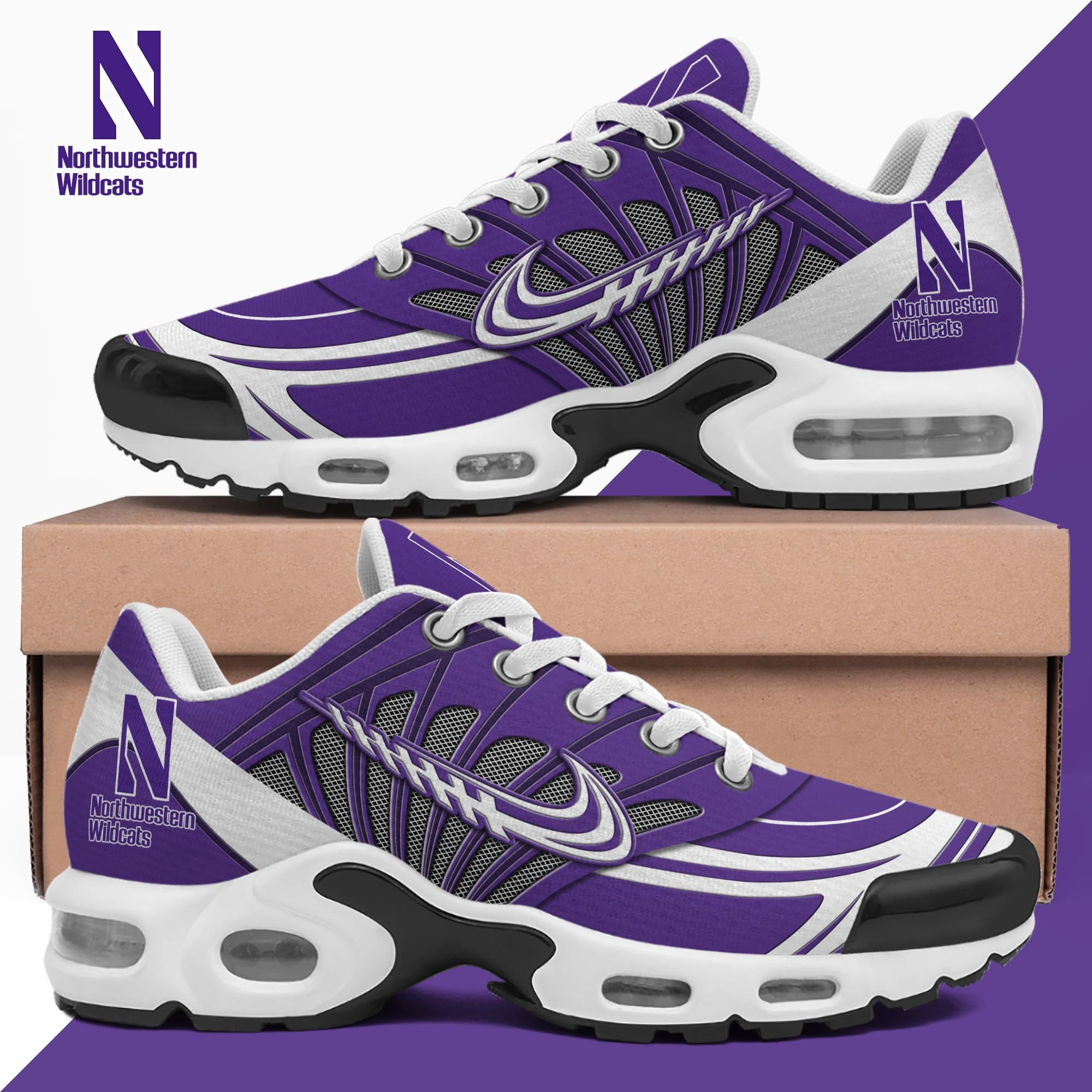 Northwestern Wildcats TN Shoes 2025 Version Custom Name 135