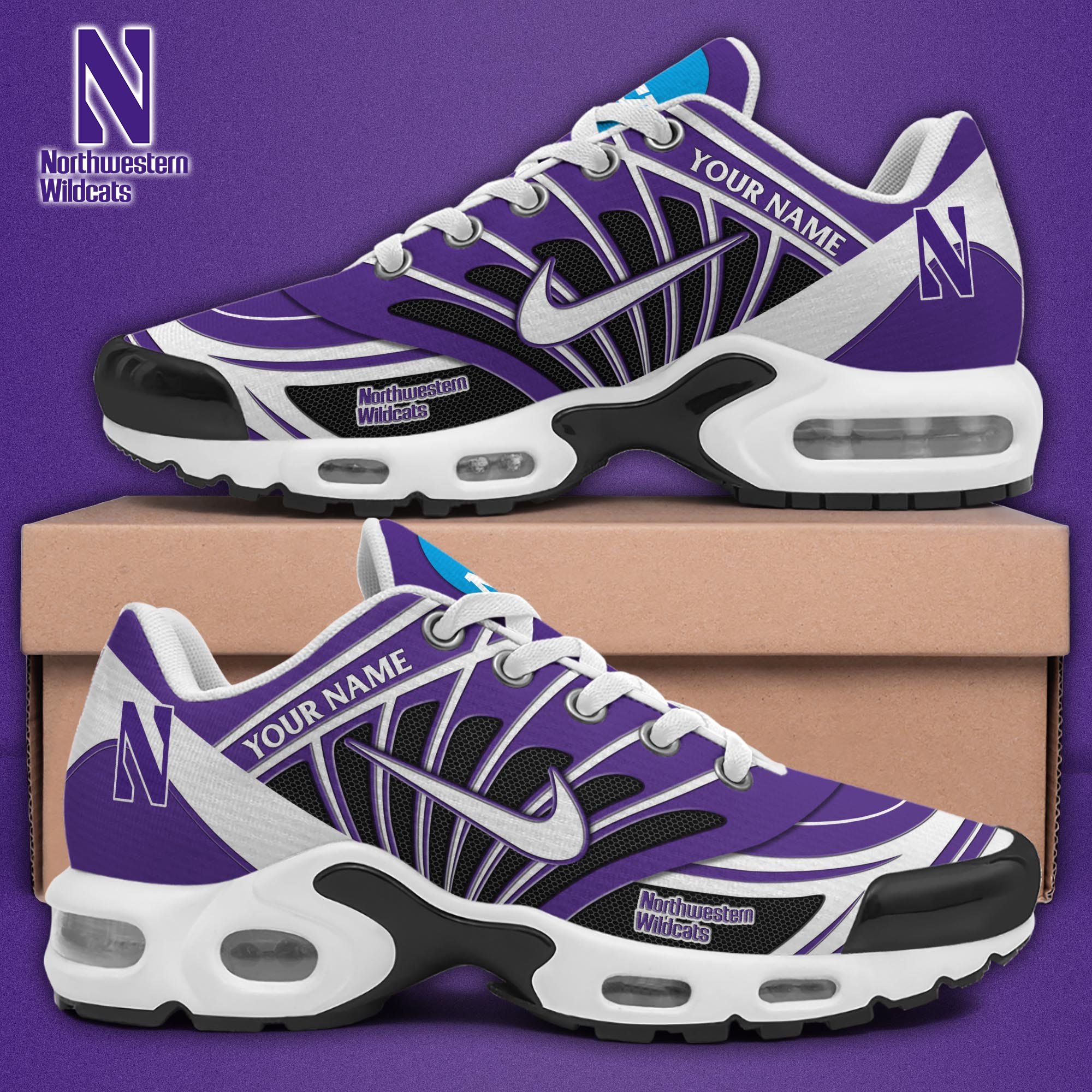 Northwestern Wildcats TN Shoes 2025 Version Custom Name 