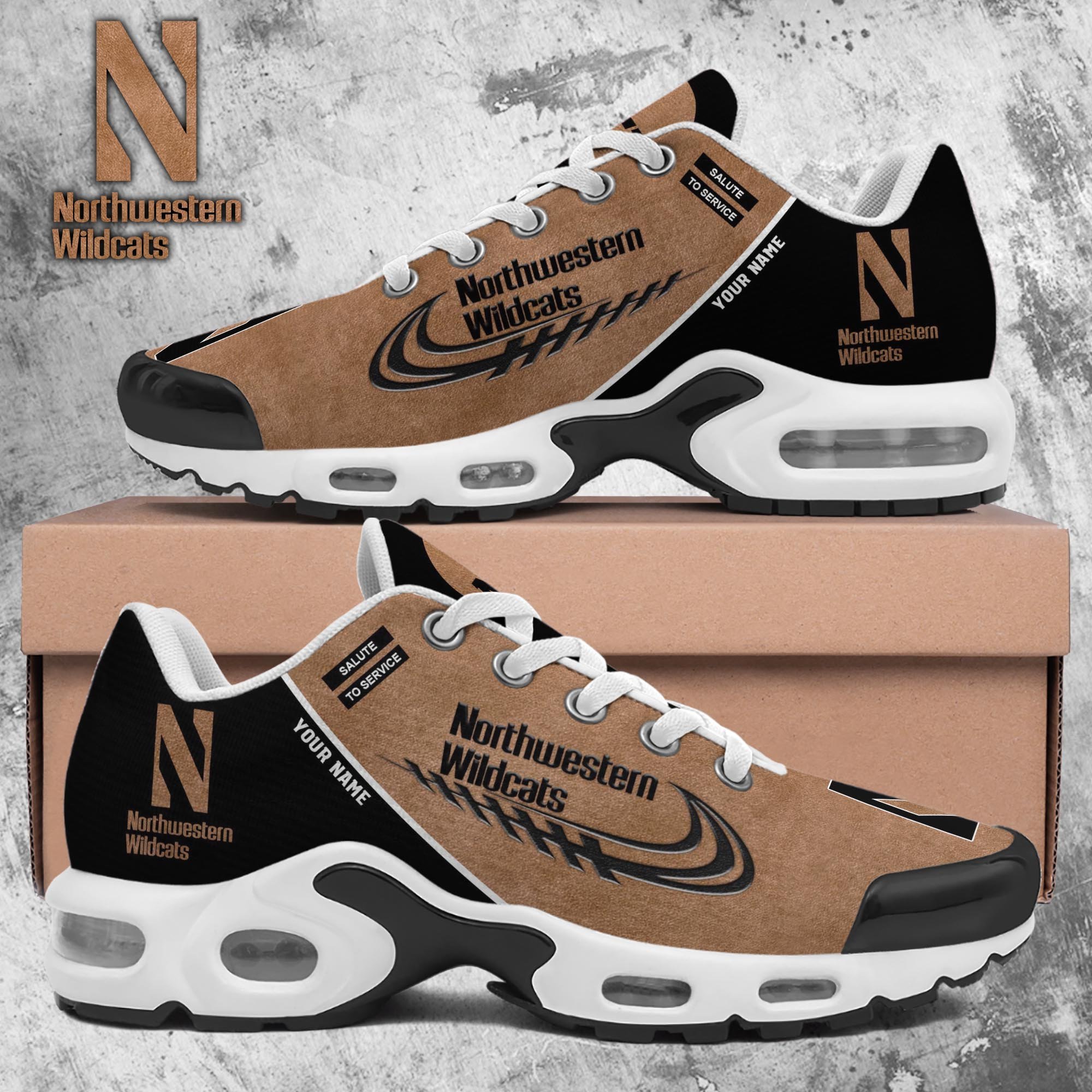 Northwestern Wildcats TN Shoes 2025 Version Custom Name, Shoes For Football Fans, Fan Gifts PH637