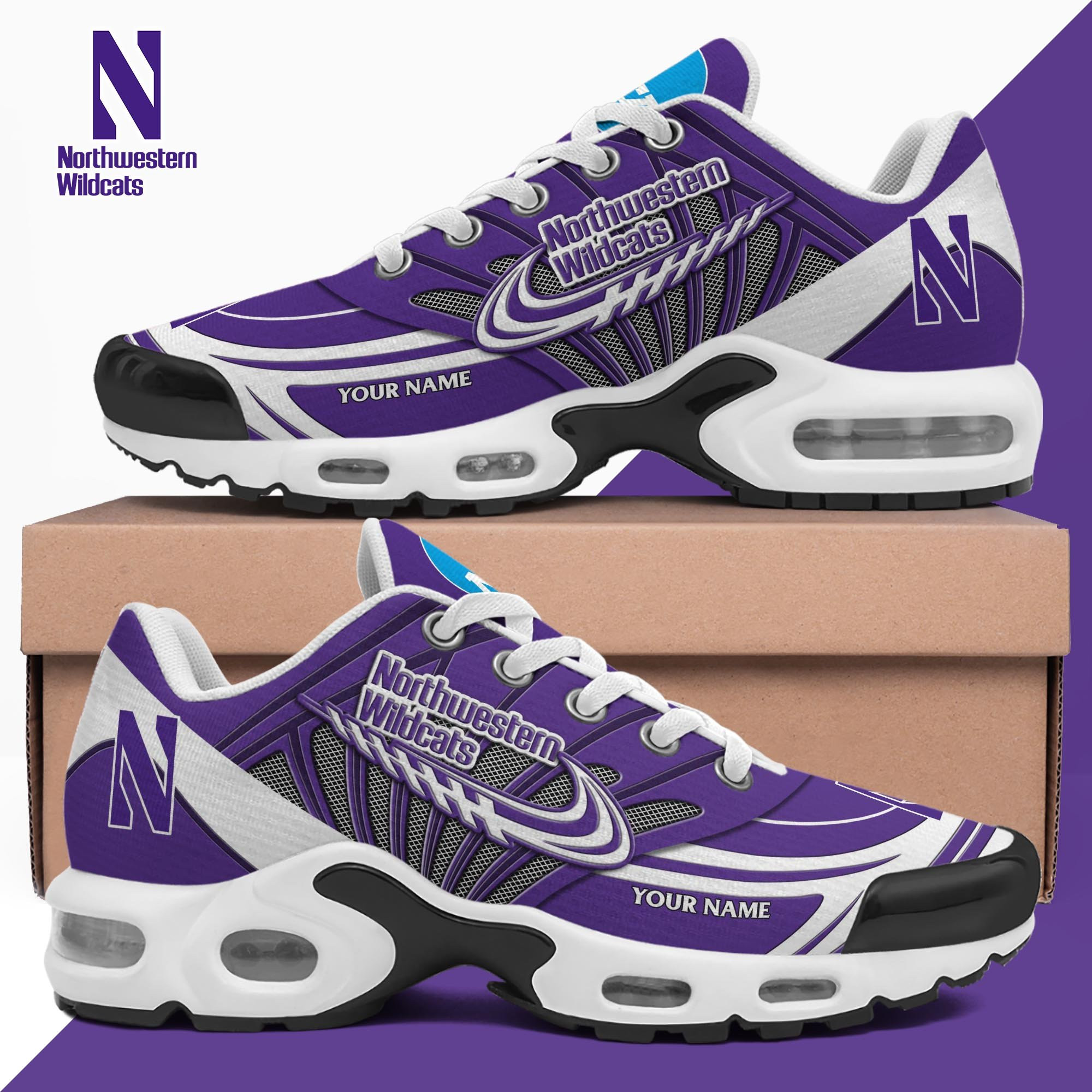 Northwestern Wildcats TN Shoes 2025 Version Custom Your Name 594