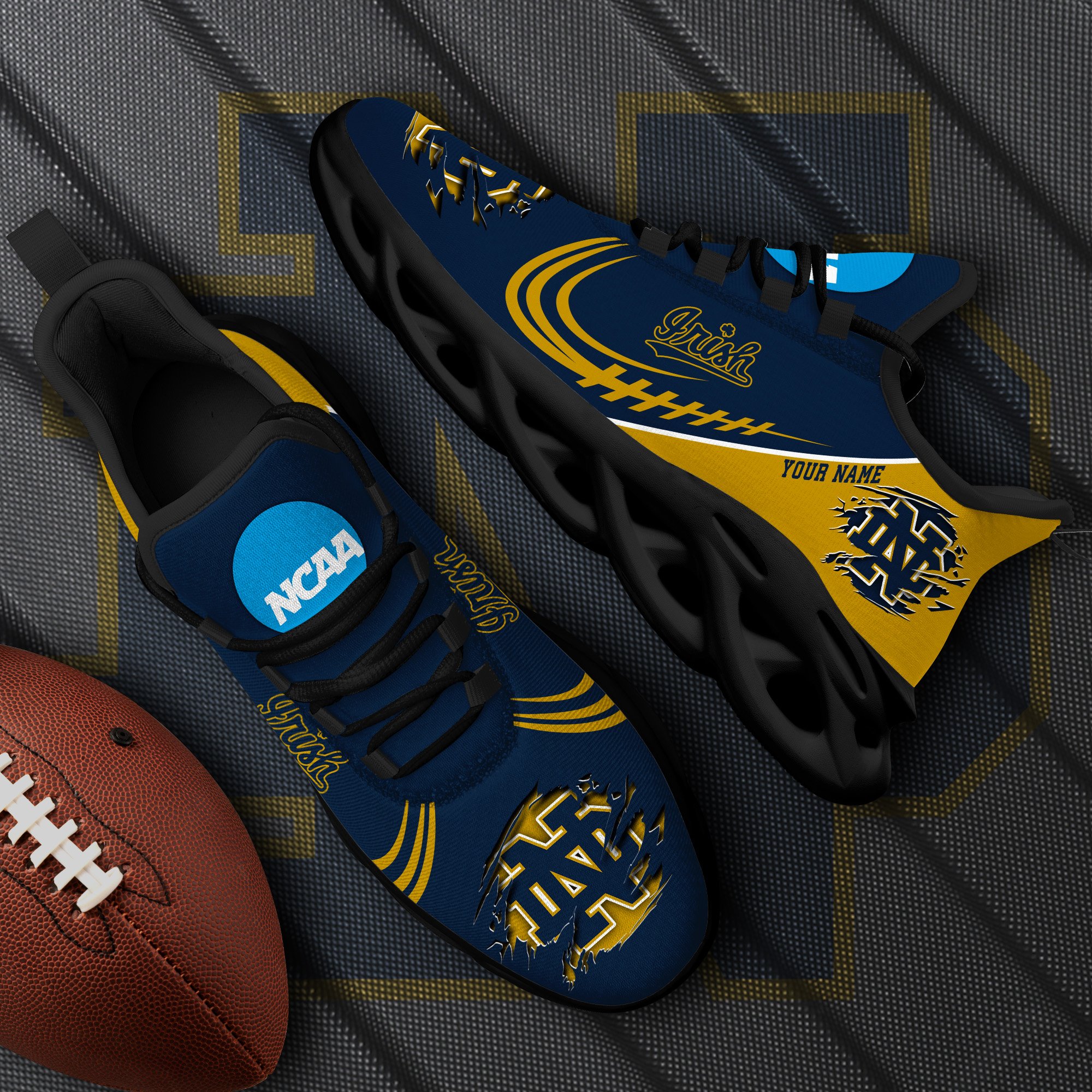 Notre Dame Fighting Irish Black Max Soul Shoes 2025 Versions Custom Name 016