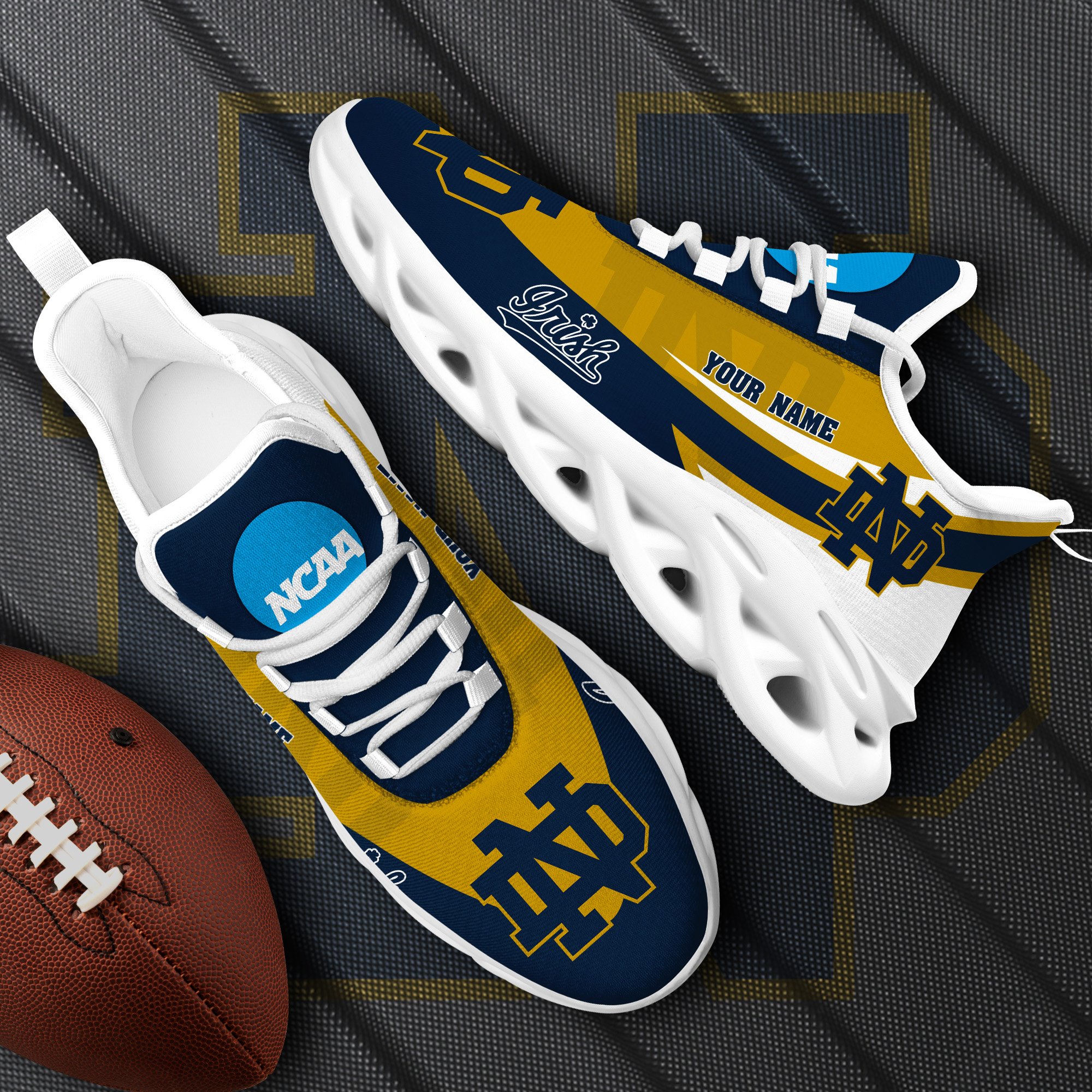 Notre Dame Fighting Irish White Max Soul Shoes 2025 Versions Custom Your Name, Sports Gift For Fan PH019