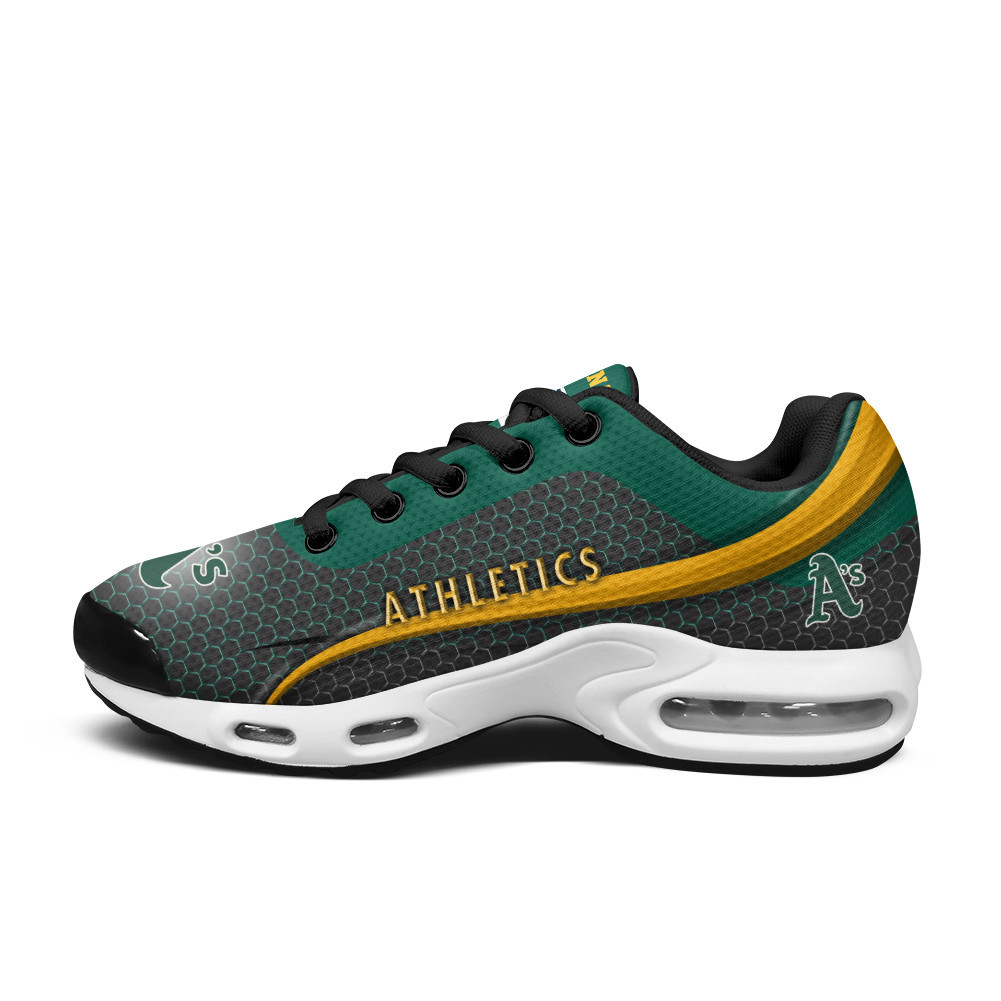 Oakland Athletics Personalized Name Team Colors Wave Line Beehive Pattern TN Air Max Shoes Air Cushion Sneakers