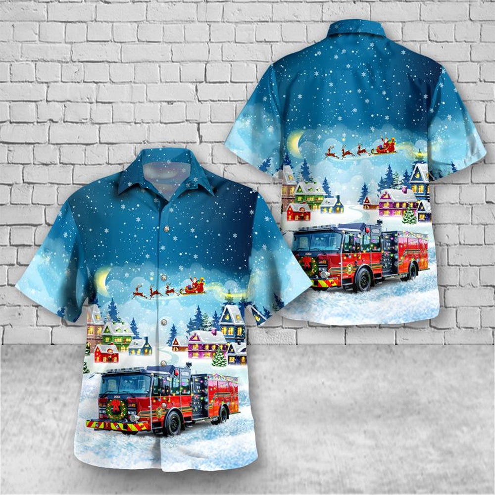 Ocala, Florida, Ocala Fire Rescue Christmas Hawaiian Shirt, Xmas Hawaiian Shirts, Christmas Aloha Shirts