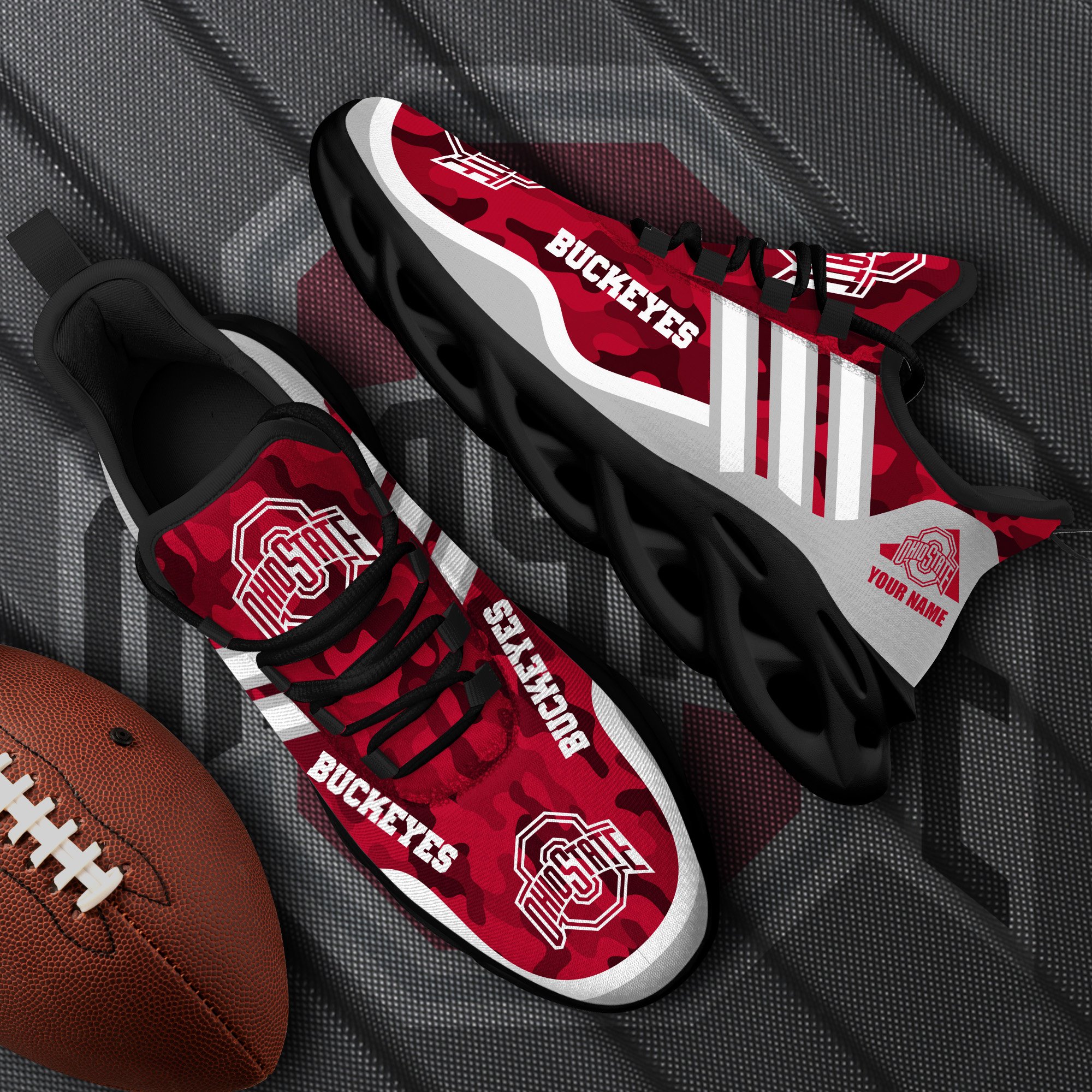 Ohio State Buckeyes Black Max Soul Shoes 2025 Versions Custom Name 466