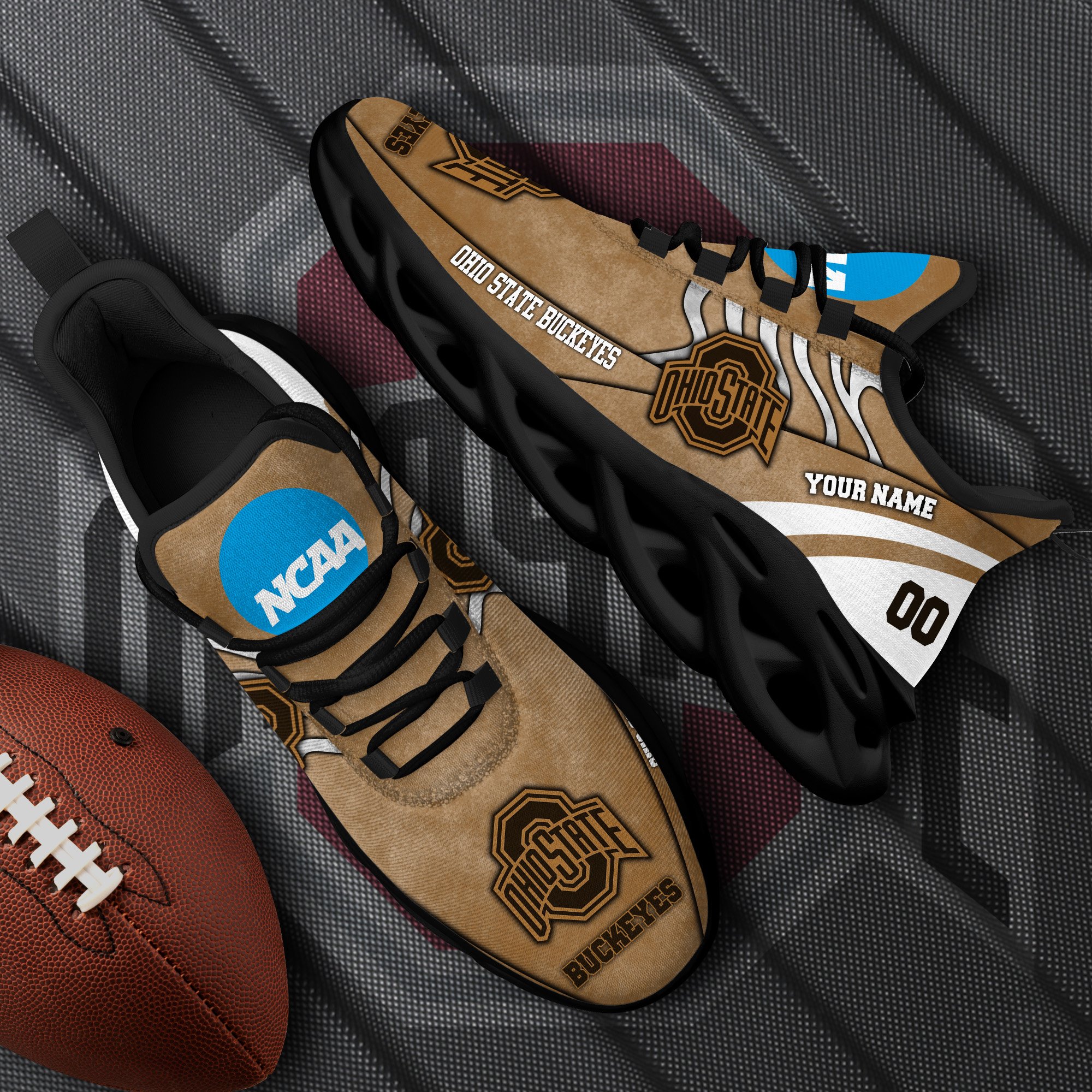 Ohio State Buckeyes Black Max Soul Shoes 2025 Versions Custom Your Name And Number 312