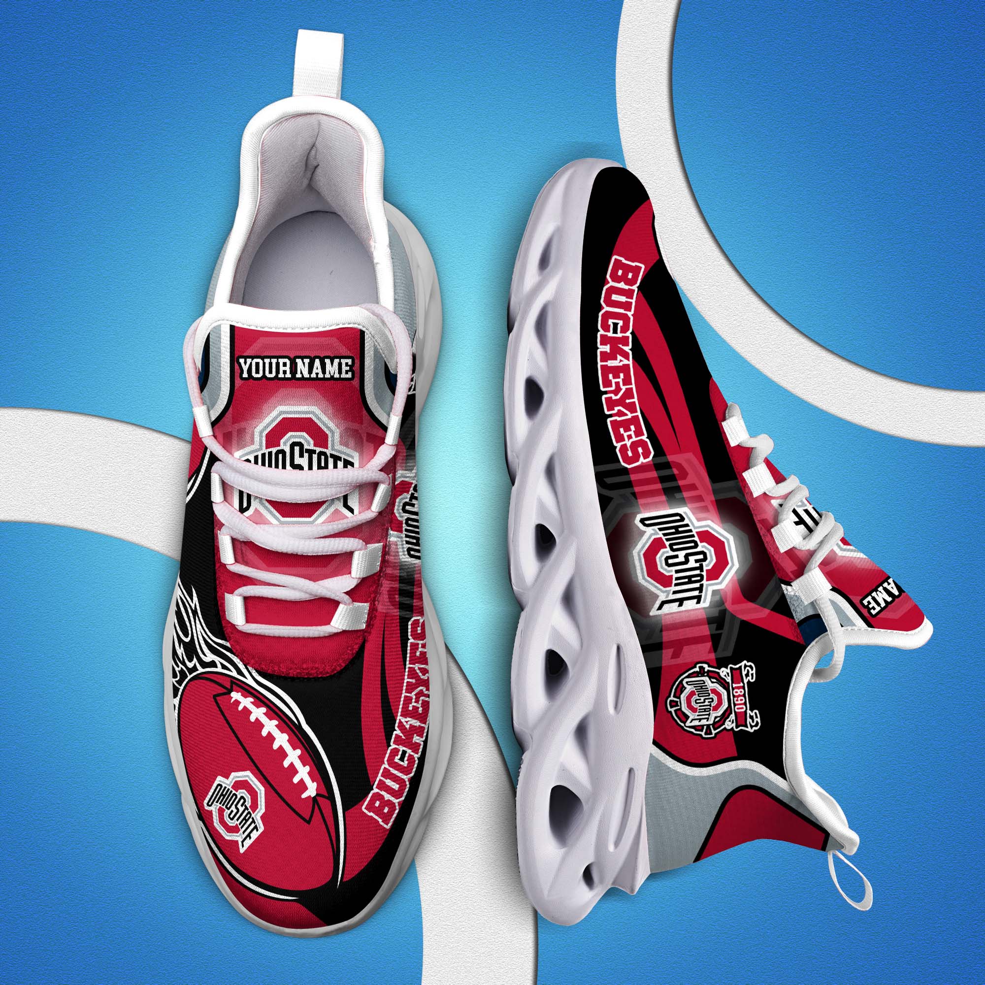 Ohio State Buckeyes White C Sneakers 2025 Version Personalized Your Name 090