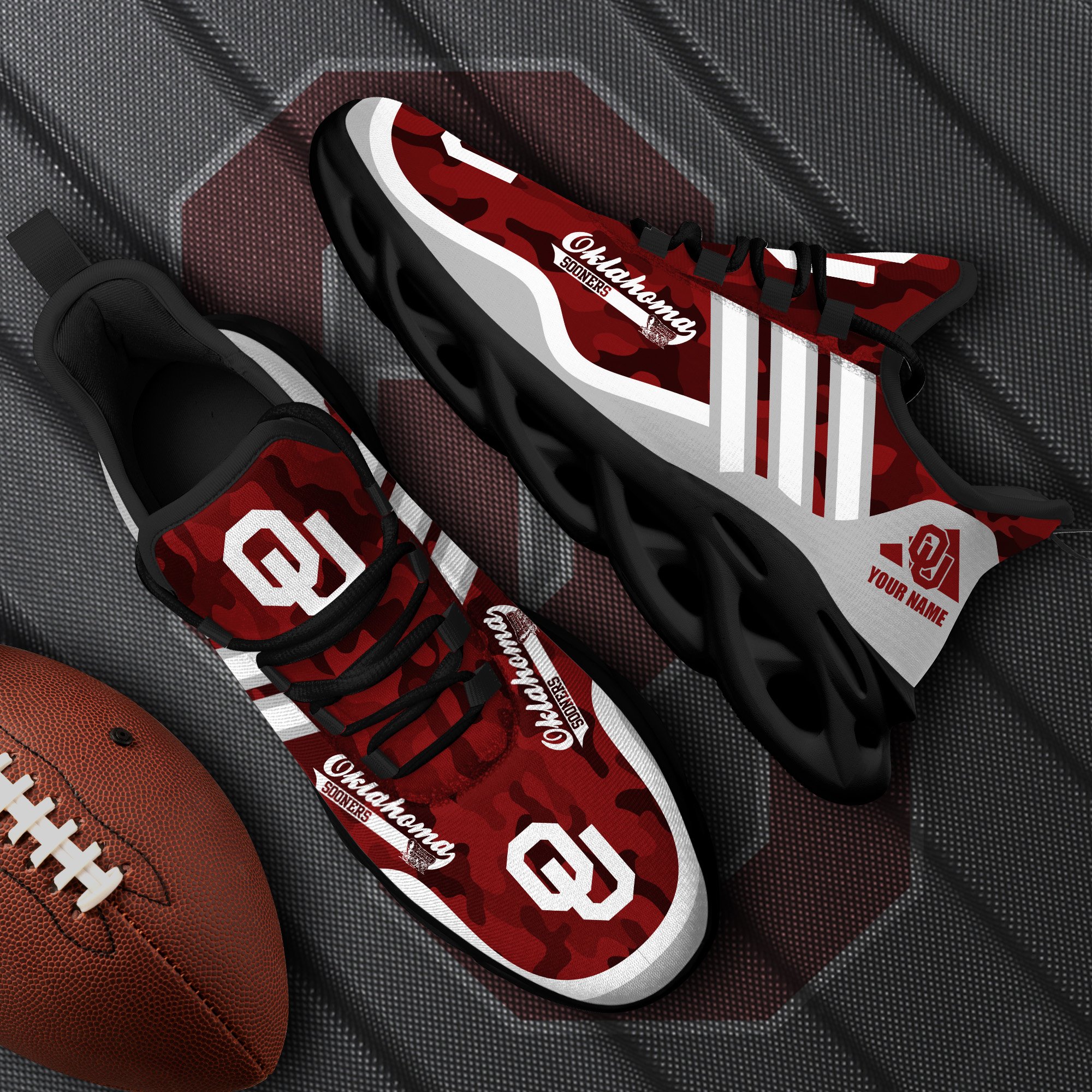 Oklahoma Sooners Black Max Soul Shoes 2025 Versions Custom Name 466