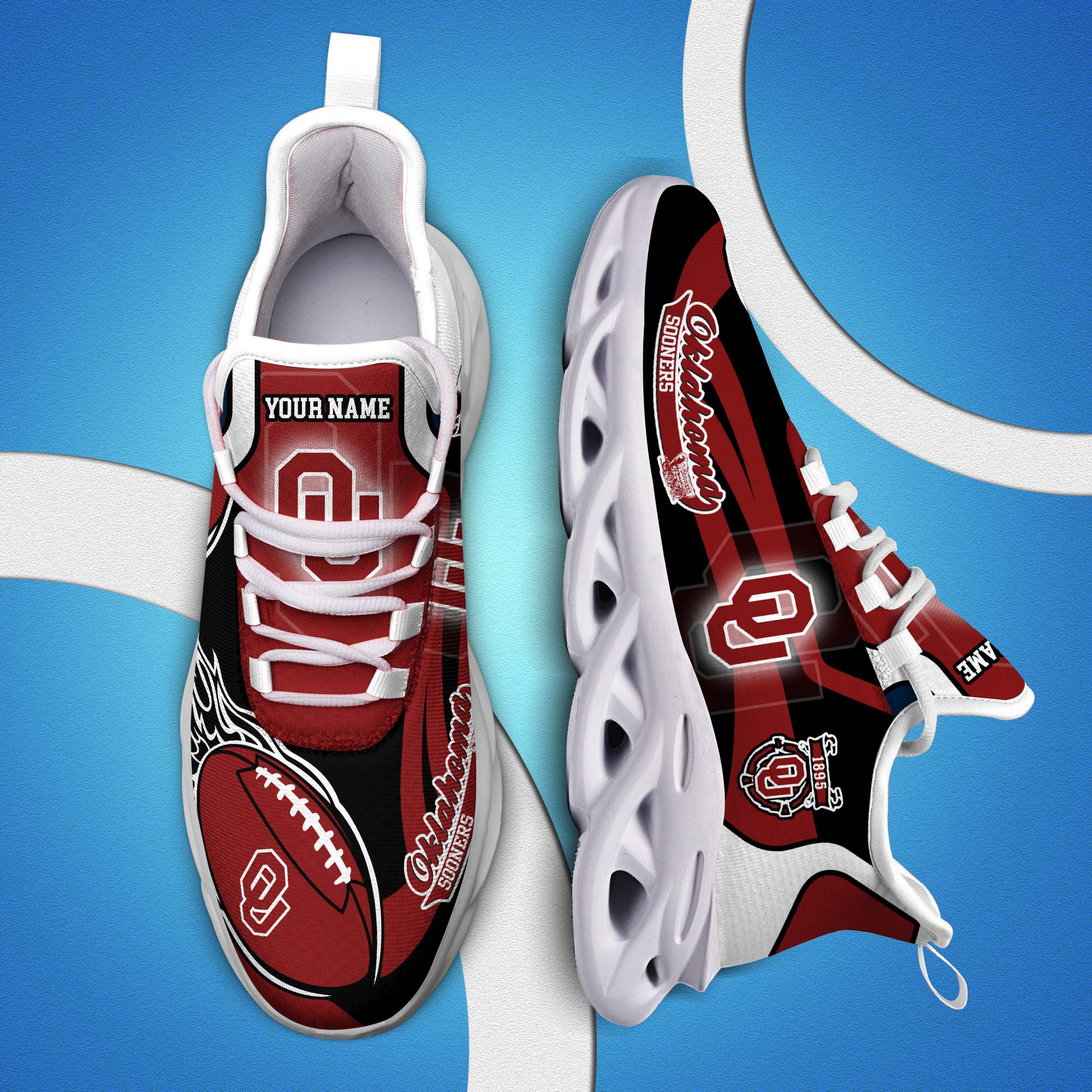 Oklahoma Sooners White C Sneakers 2025 Version Personalized Your Name 090