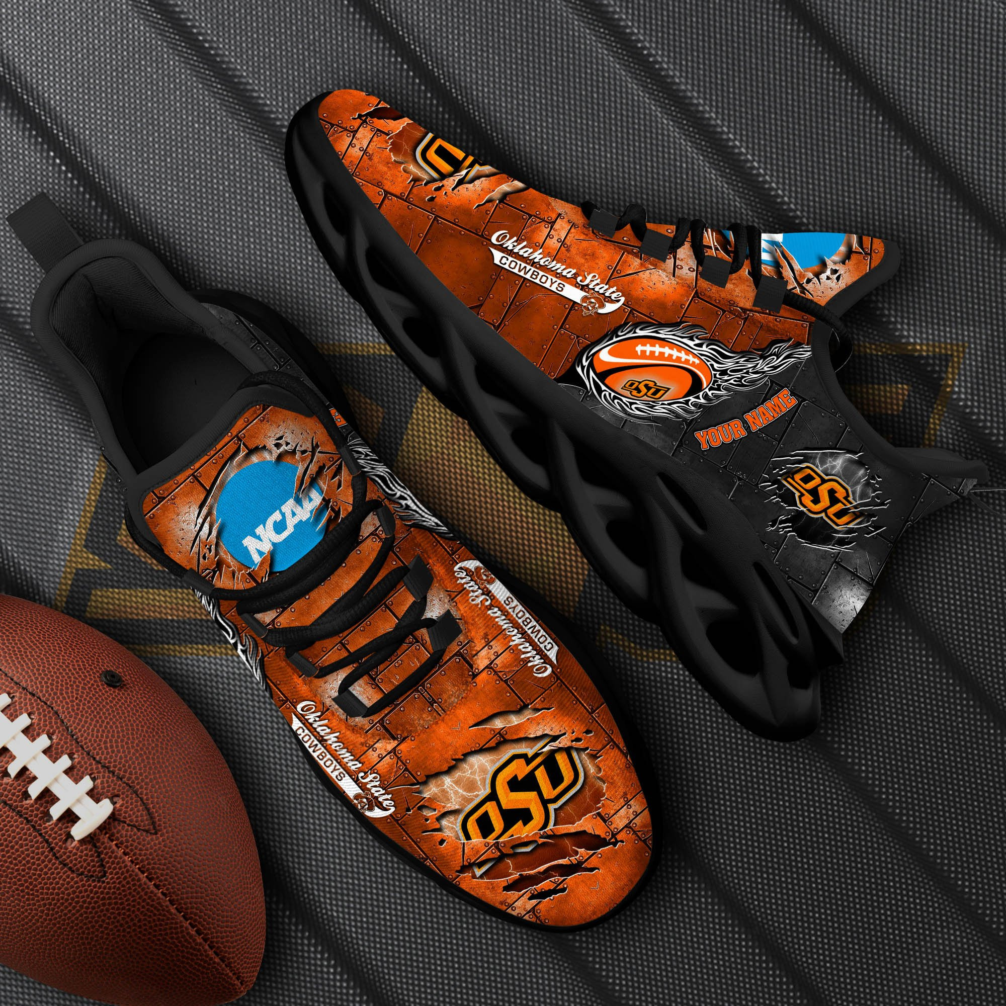 Oklahoma State Cowboys Black Max Soul Shoes 2025 Versions, White Max Soul Shoes Custom Your Name PH879