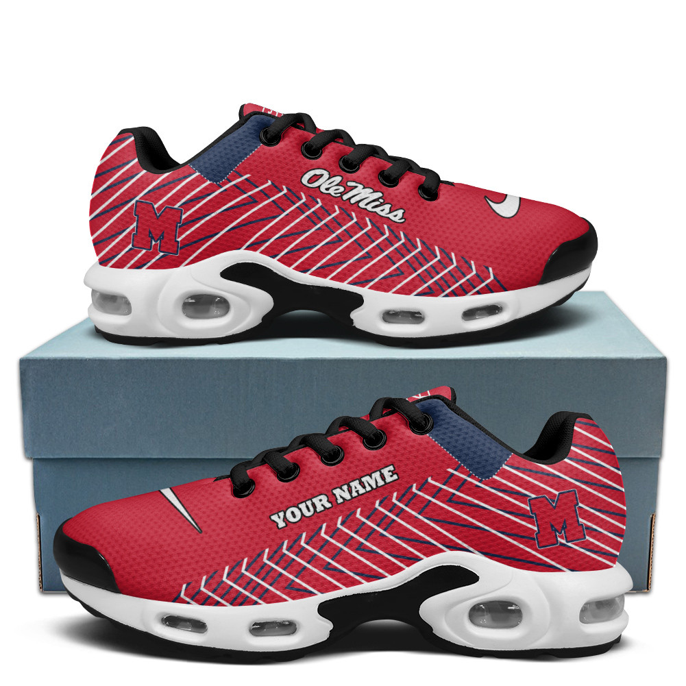 Ole Miss Personalized Name Team Colors Jagged Lines TN Air Max Shoes Air Cushion Sneakers