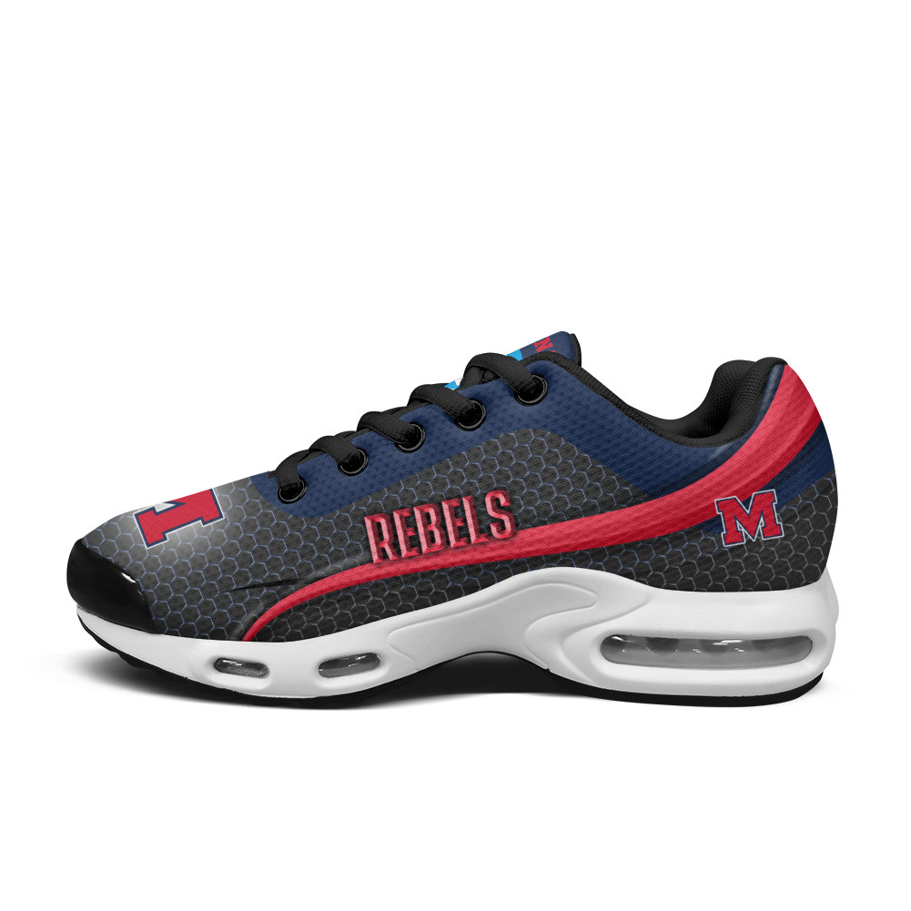Ole Miss Personalized Name Team Colors Wave Line Beehive Pattern TN Air Max Shoes Air Cushion Sneakers
