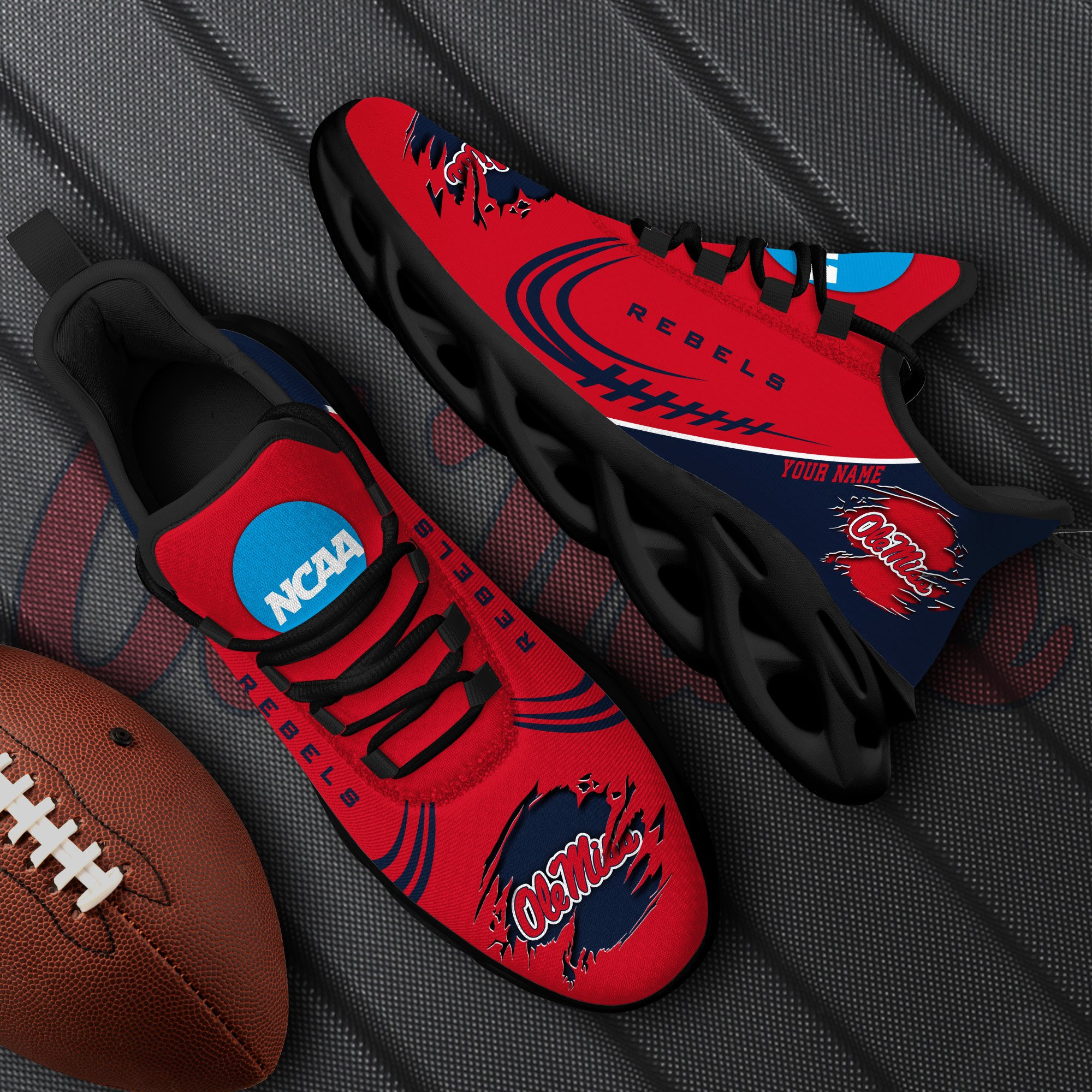Ole Miss Rebels Black Max Soul Shoes 2025 Versions Custom Name 016