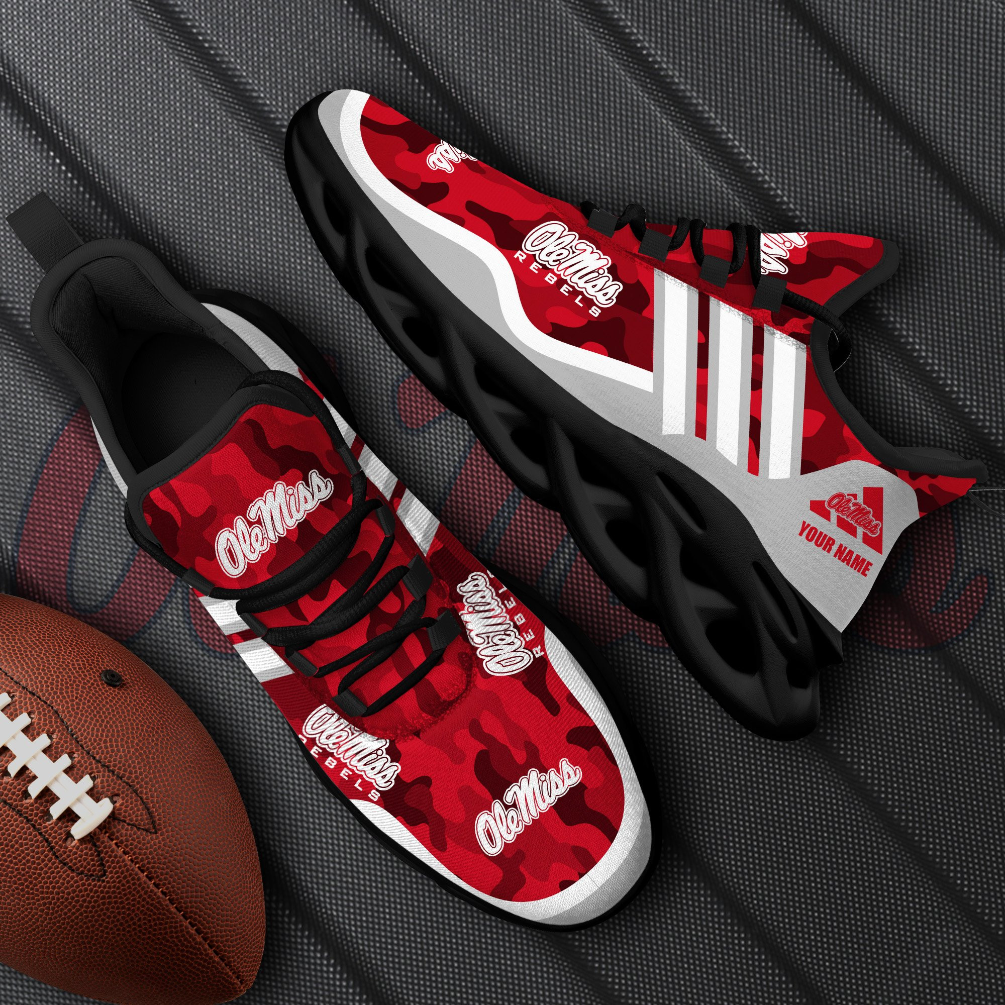 Ole Miss Rebels Black Max Soul Shoes 2025 Versions Custom Name 466