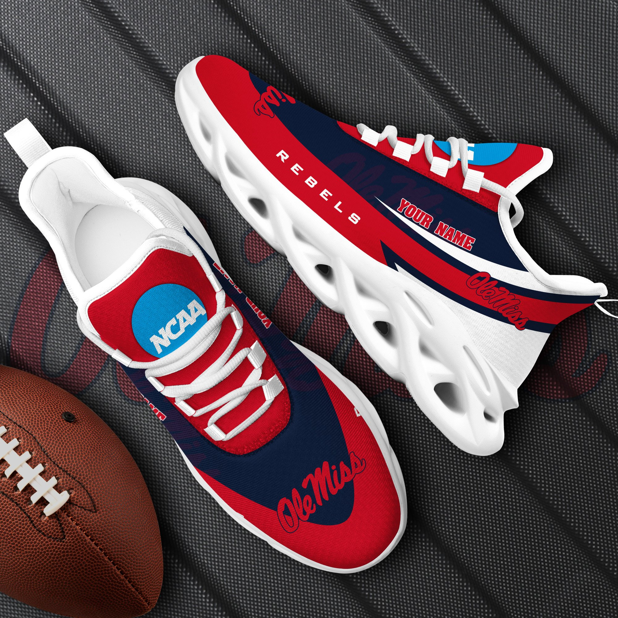 Ole Miss Rebels White Max Soul Shoes 2025 Versions Custom Your Name, Sports Gift For Fan PH019