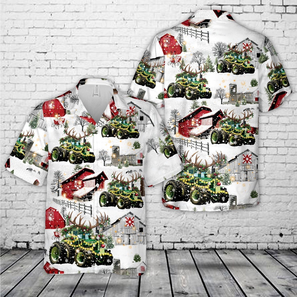 Oliver Tractor Christmas Hawaiian Shirt, Xmas Hawaiian Shirts, Christmas Aloha Shirts