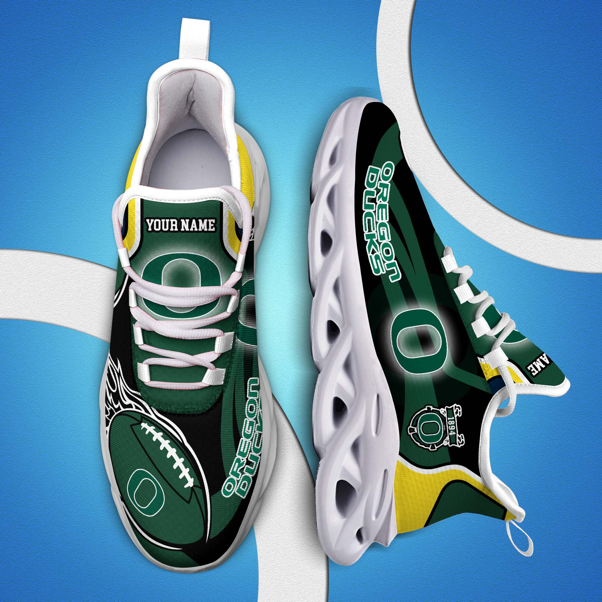 Oregon Ducks White C Sneakers 2025 Version Personalized Your Name 090