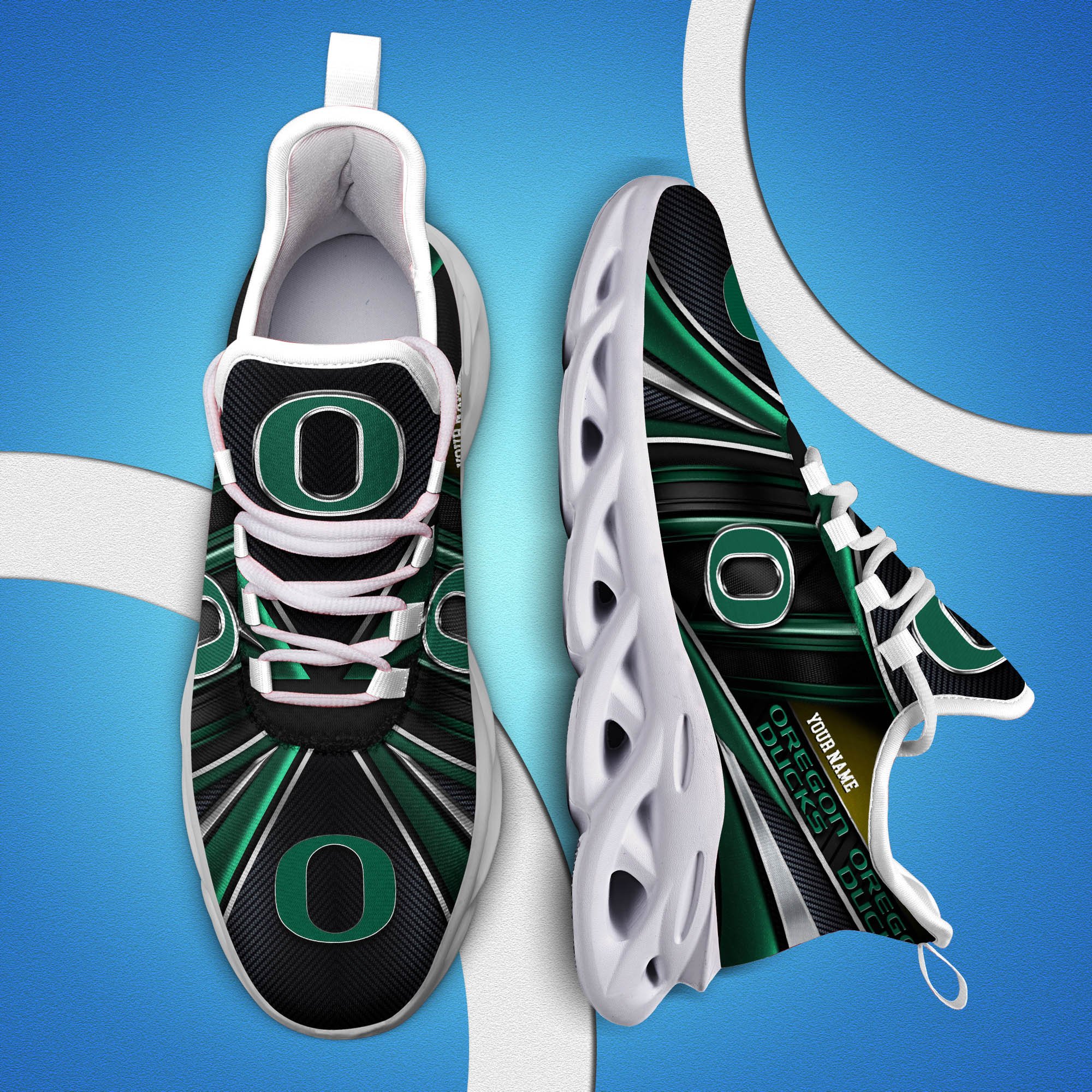 Oregon Ducks White C Sneakers 2025 Version Personalized Your Name, Sport Team Sneakers, Sport Gifts PH892