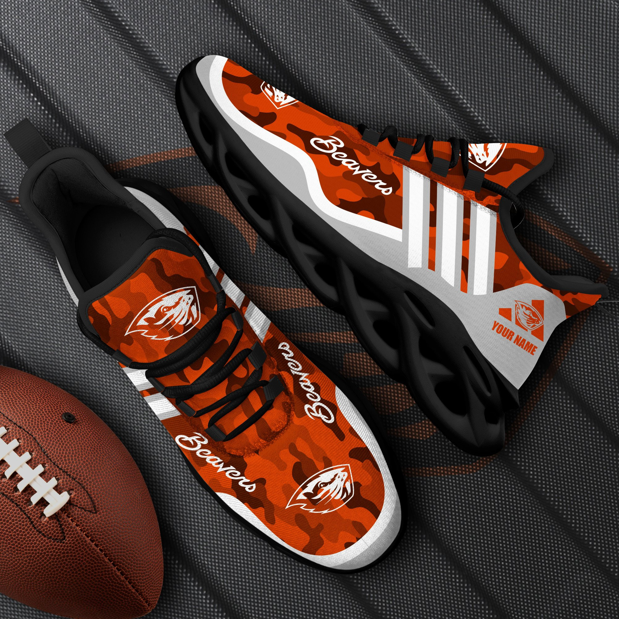 Oregon State Beavers Black Max Soul Shoes 2025 Versions Custom Name 466