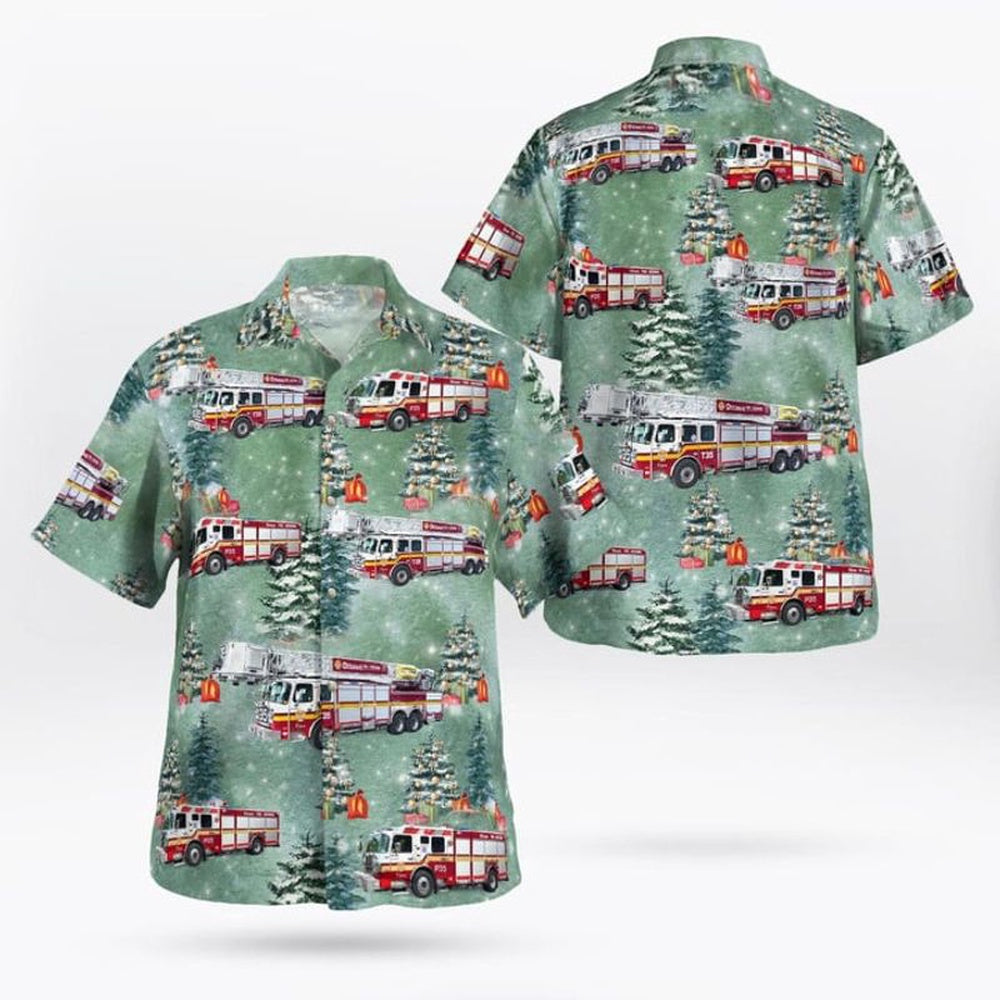 Ottawa Fire Services Christmas Hawaiian Shirt, Xmas Hawaiian Shirts, Christmas Aloha Shirts