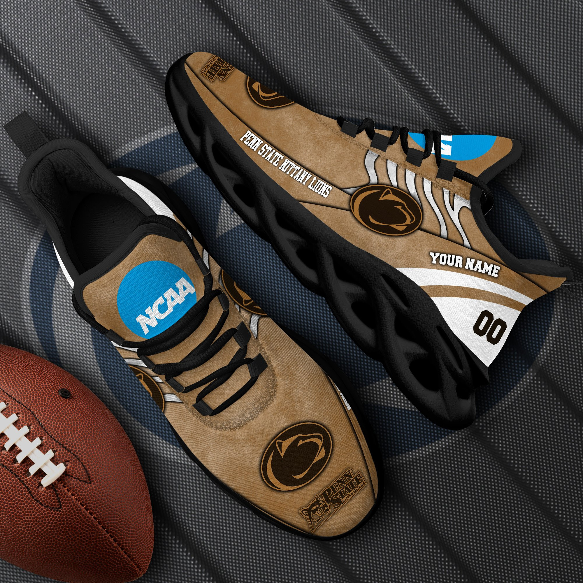 Penn State Nittany Lions Black Max Soul Shoes 2025 Versions Custom Your Name And Number 312