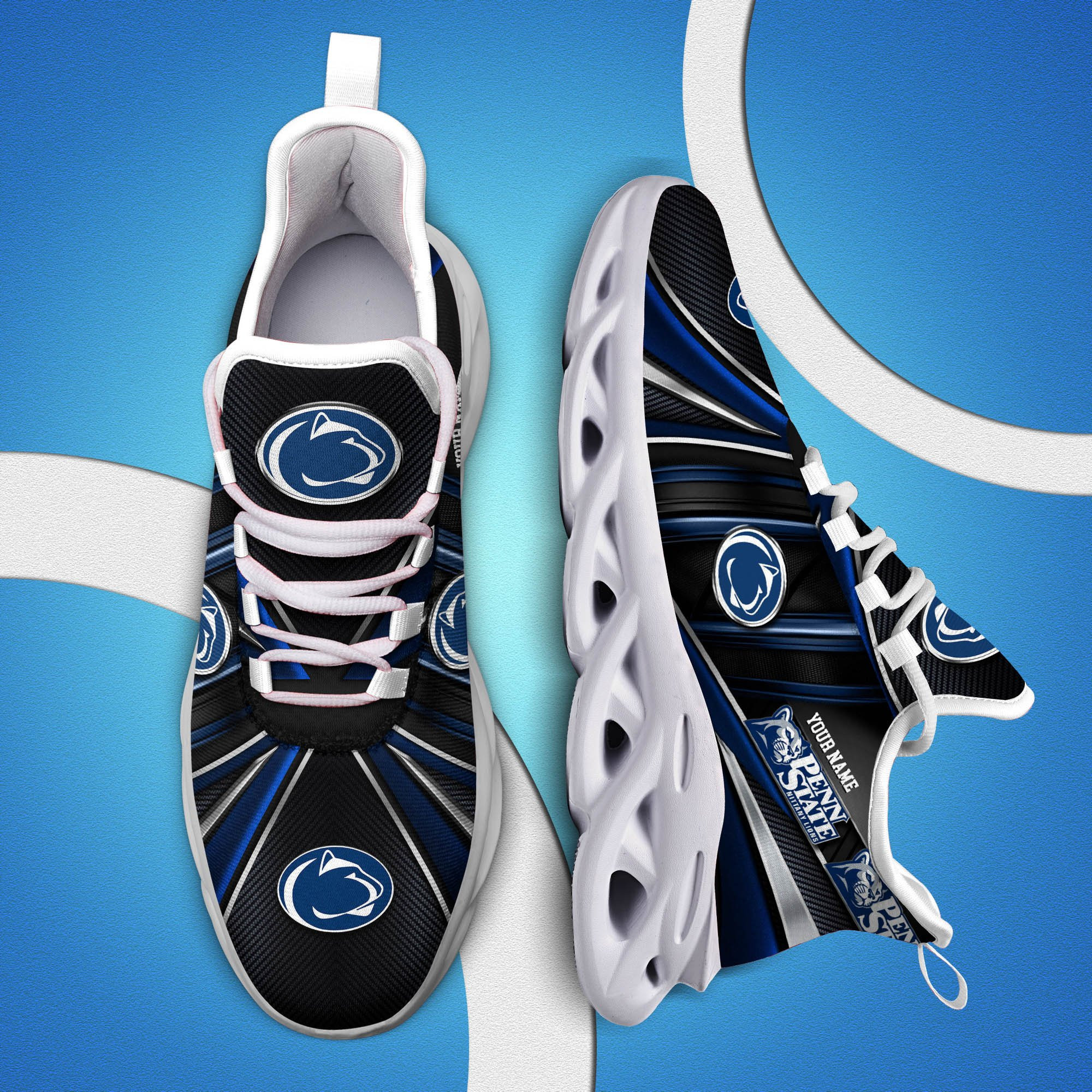 Penn State Nittany Lions White C Sneakers 2025 Version Personalized Your Name, Sport Team Sneakers, Sport Gifts PH892