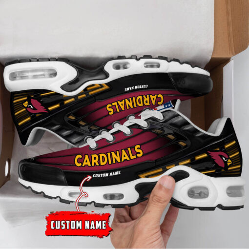 Personalized Arizona Cardinals Black And Team Color Stripes Black TN Shoes Air Cushion Sneakers