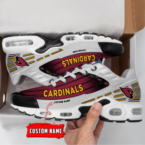 Personalized Arizona Cardinals Black And Team Color Stripes White TN Shoes Air Cushion Sneakers