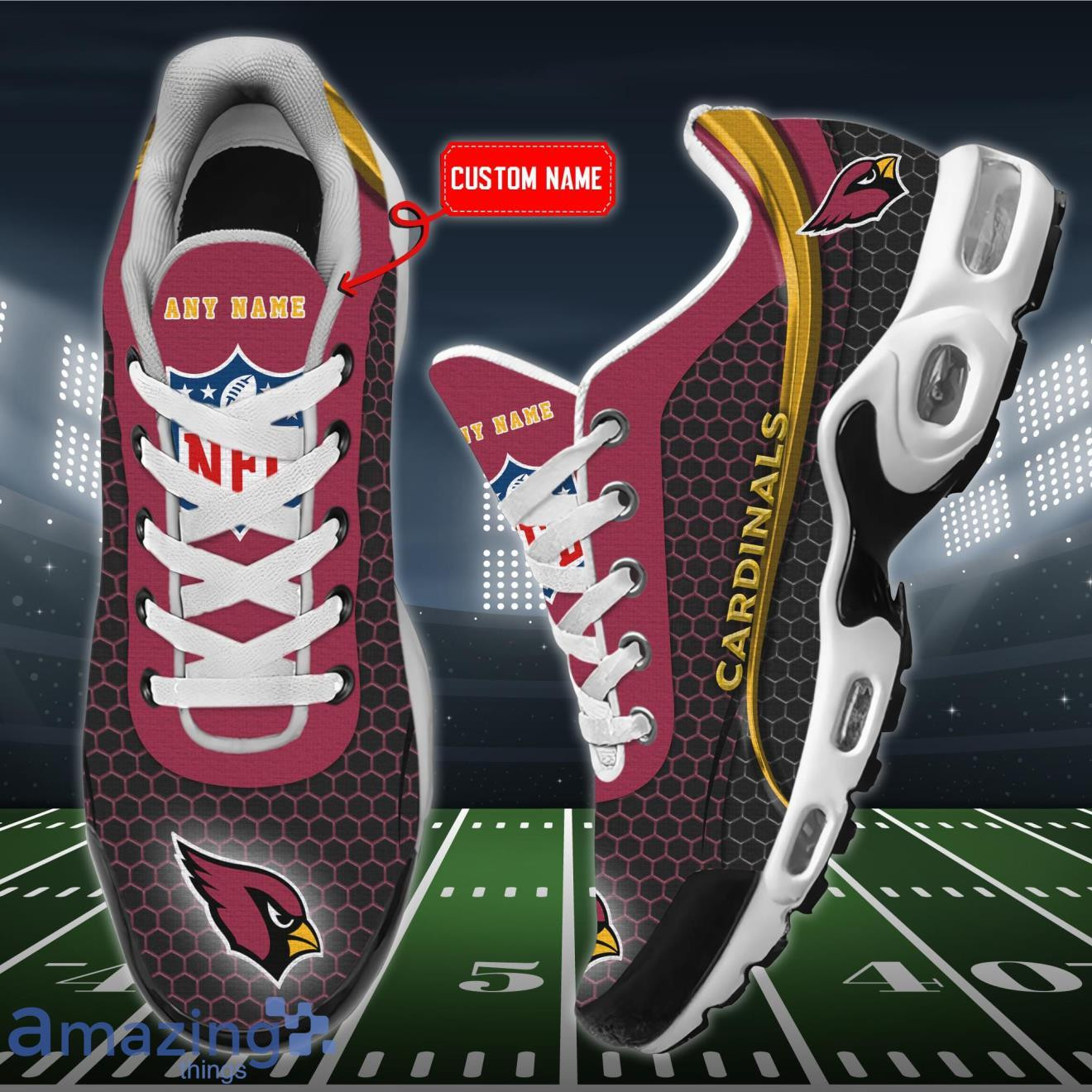 Personalized Arizona Cardinals Team Logo Hexagon Pattern Team Color TN Air Max Shoes Air Cushion Sneakers