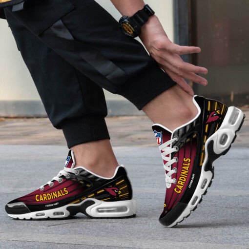 Personalized Arizona CardinalsBlack And Team Color Stripes Black TN Air Max Shoes Air Cushion Sneakers