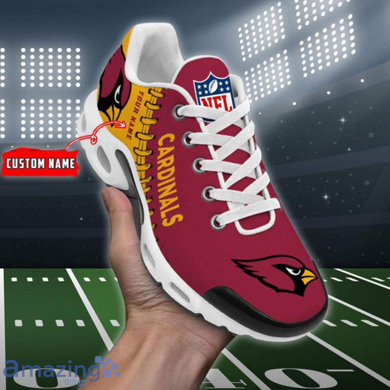 Personalized Arizona CardinalsTeam Logo Rugby Ball Pattern TN Air Max Shoes Air Cushion Sneakers